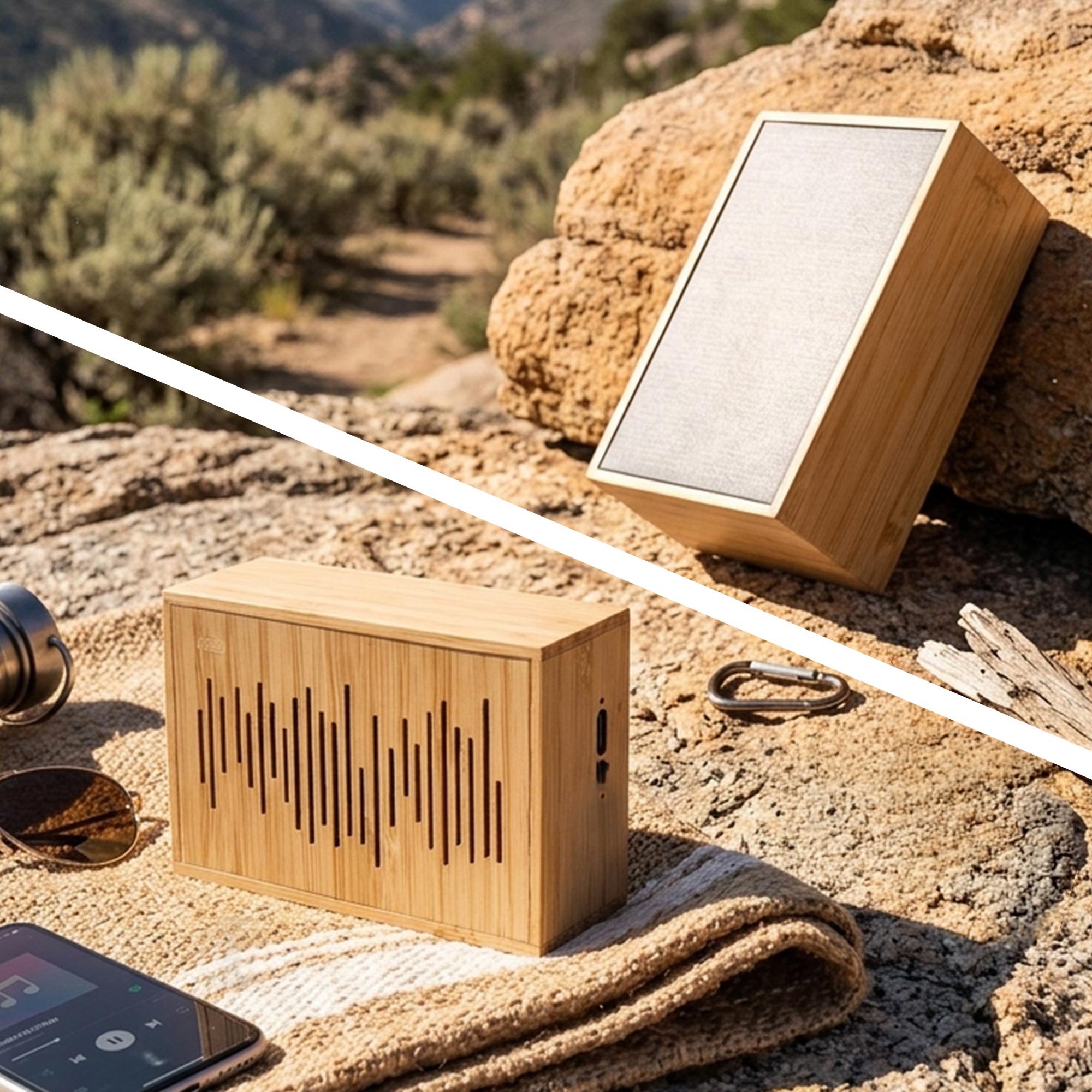 Bluetooth Lautsprecher - Solar Musikbox aus Bambus