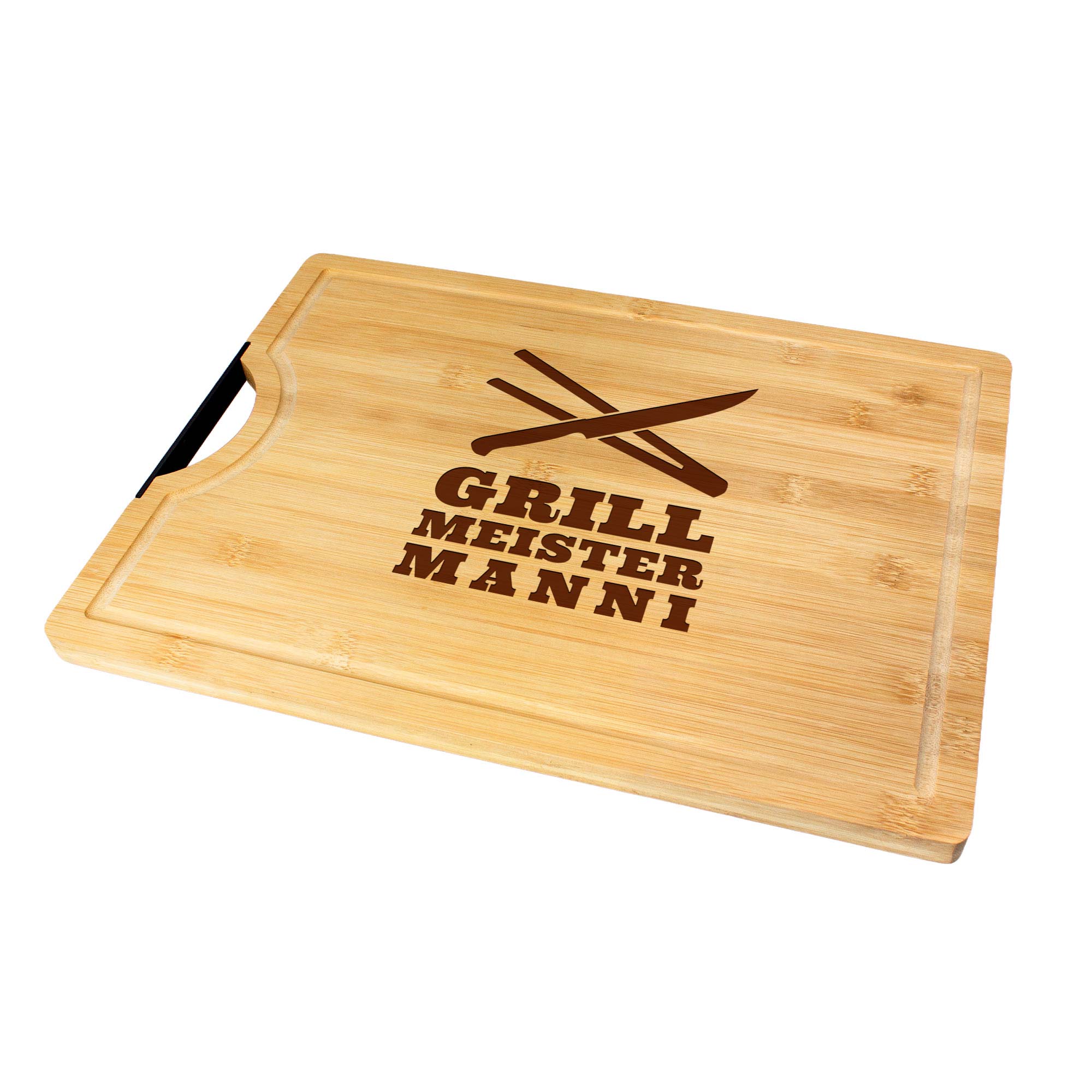 Bambusholz Schneidebrett mit Gravur Grillmeister - Personalisiert