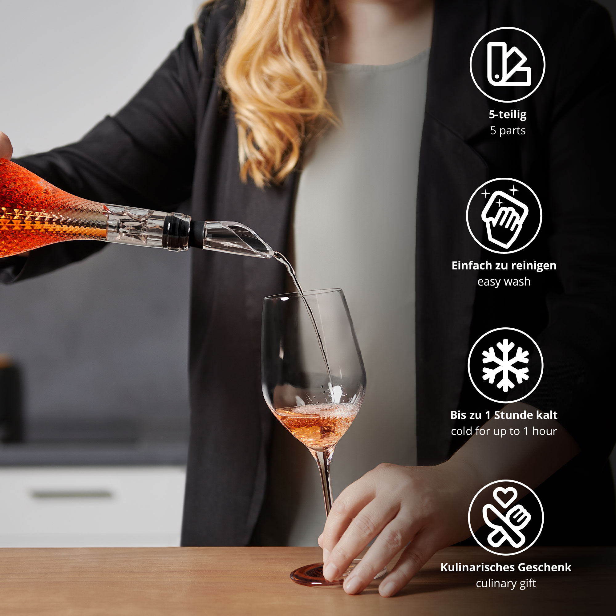 Weinkühler Set - Kühlstab mit Weinzubehör
