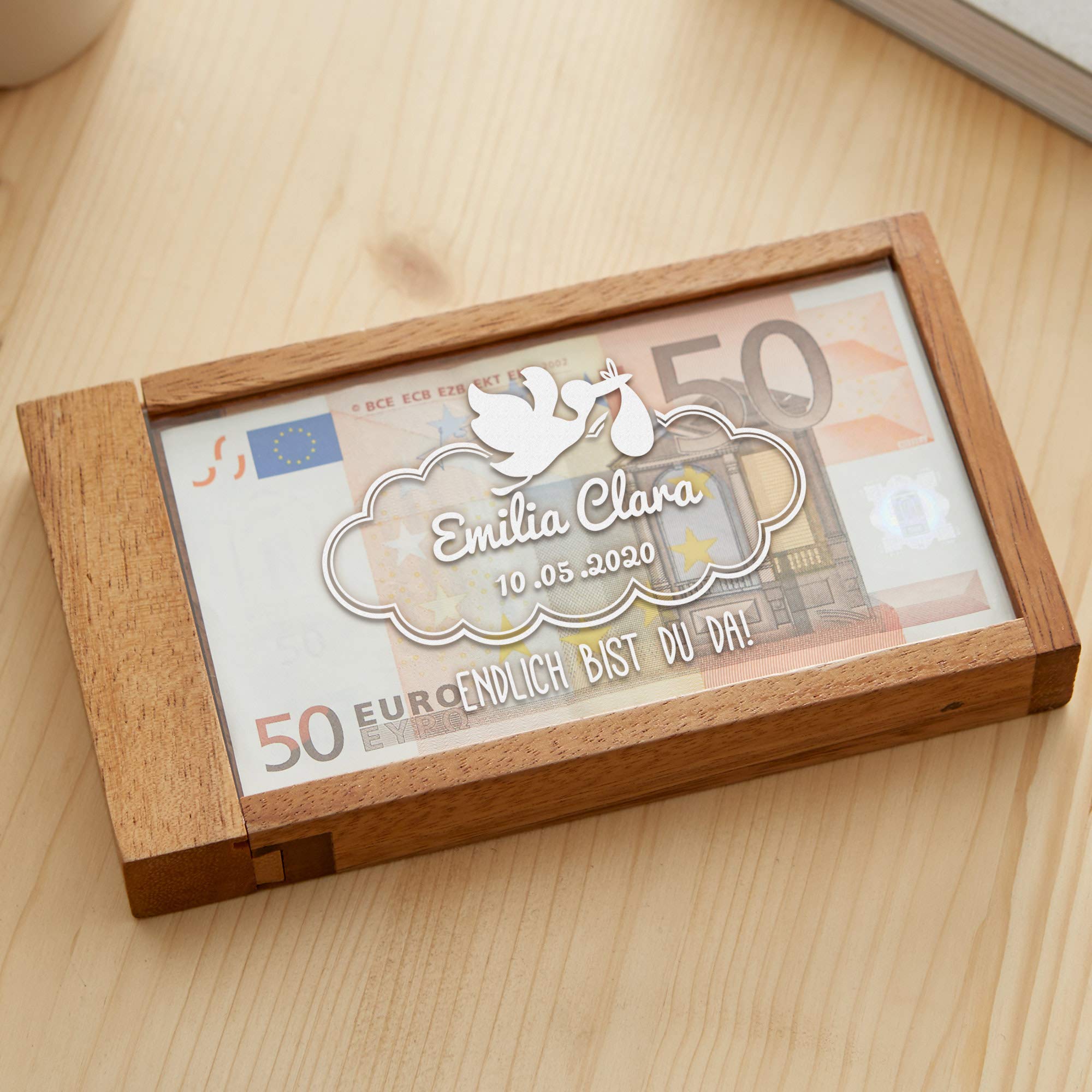 Magische Geldgeschenkbox zur Geburt - Personalisiert