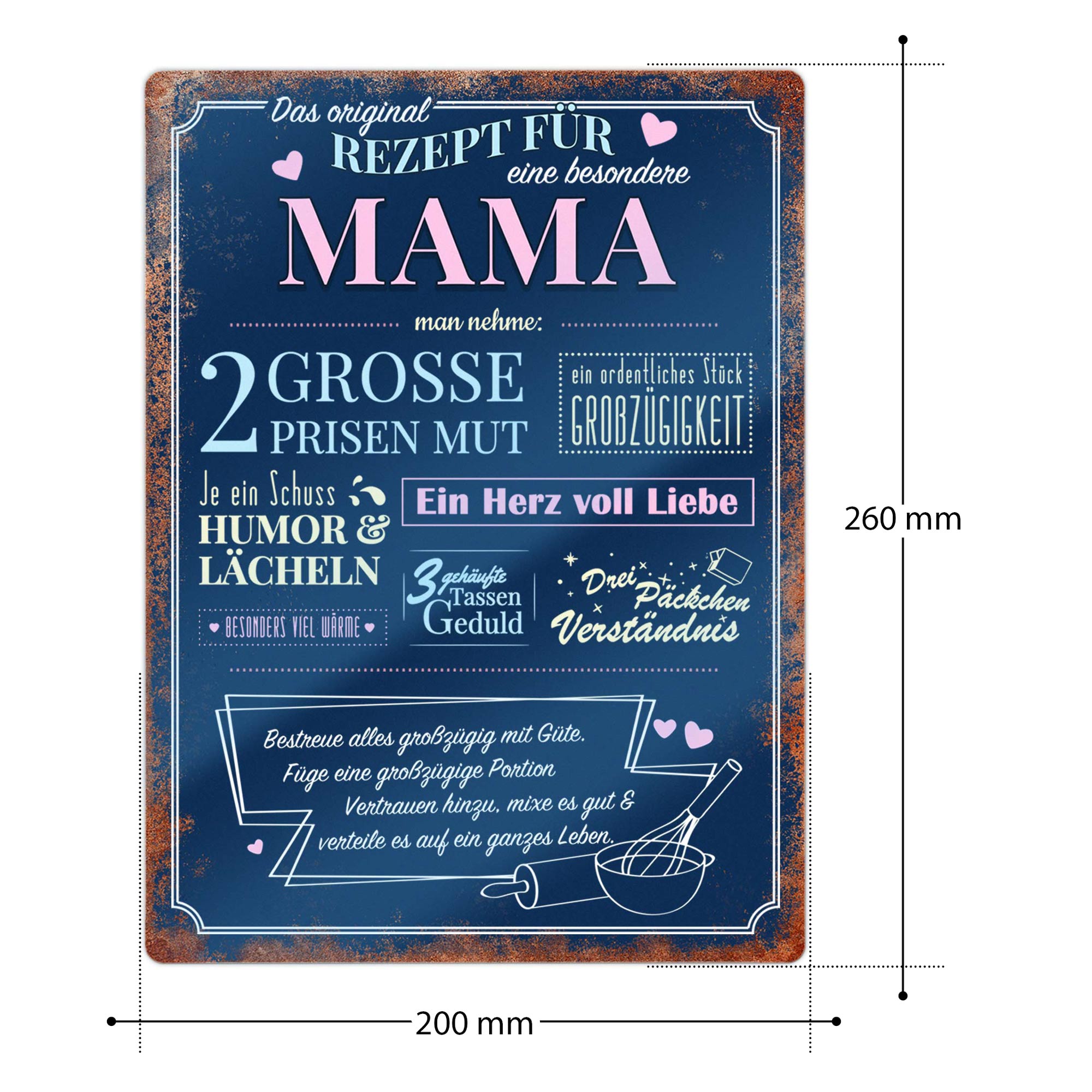 Wandschild mit Aufdruck - Rezept für die beste Mama