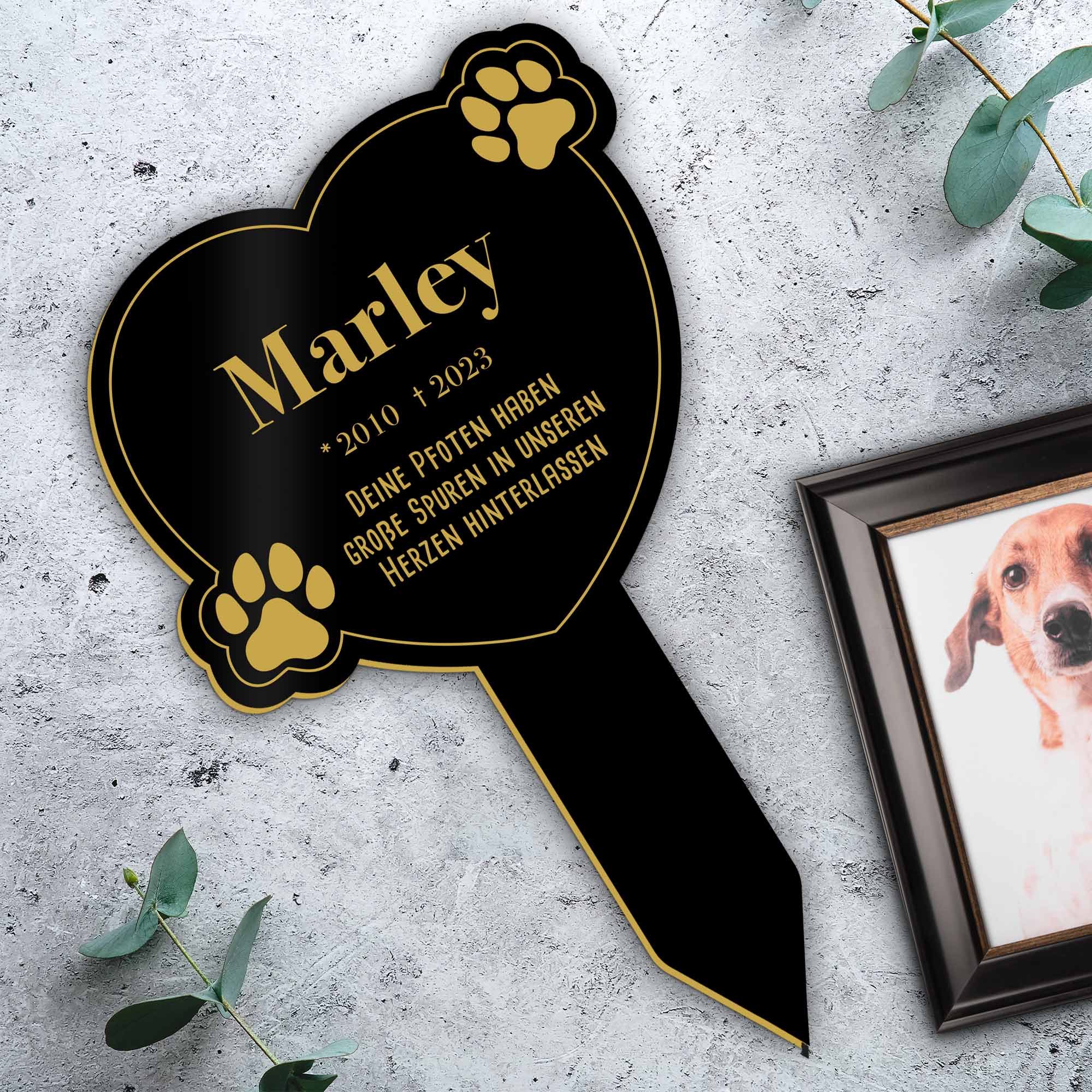 Gedenktafel für Hund - Schwarz