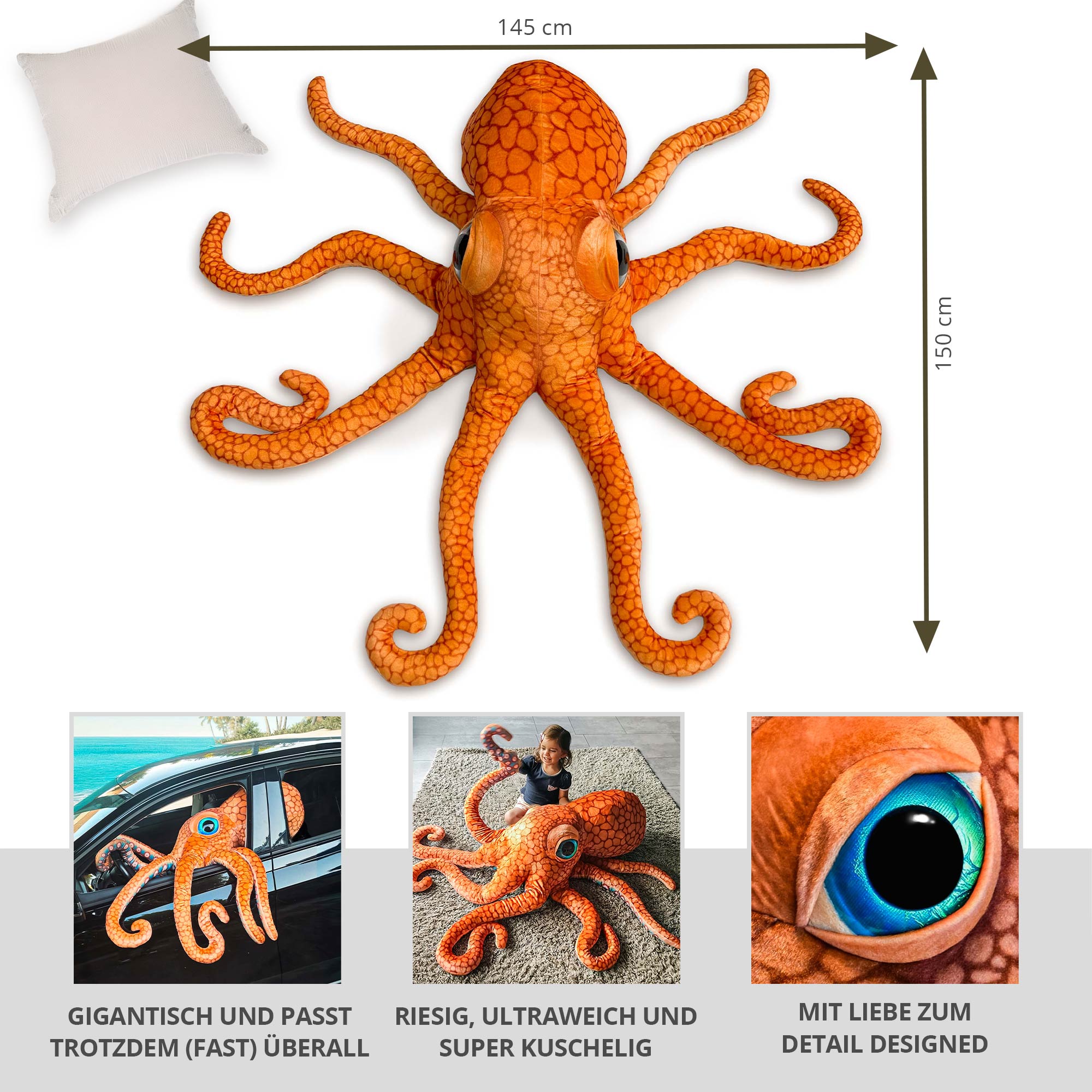 Riesen Oktopus - XXL Kuschelkissen Kraken