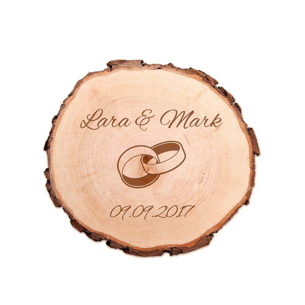 Baumscheibe mit Gravur zur Hochzeit 3