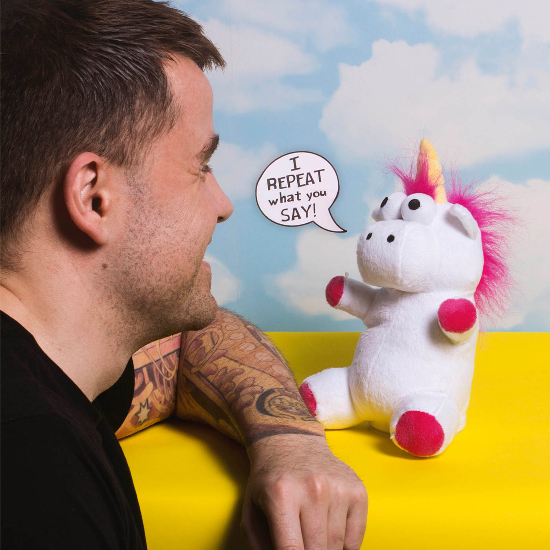 Einhorn Stofftier mit Sprachfunktion, Sprechendes Plüsch-Einhorn zum Kuscheln, Unicorn Plüschtier das alles nachspricht, Einhorngeschenk für Kinder