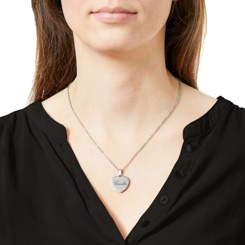 Kette mit Herz-Anhänger - Gravur Name - Silber