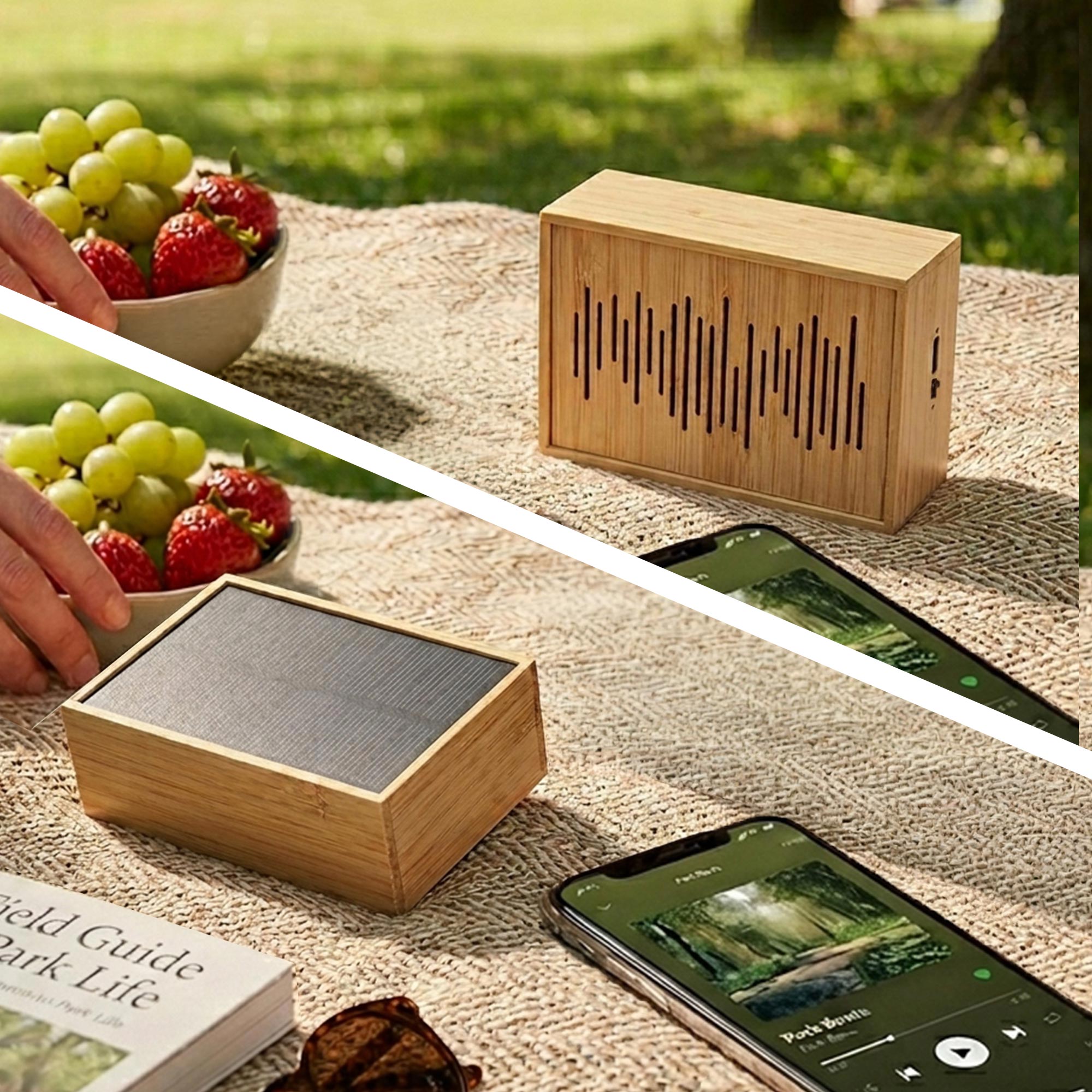 Bluetooth Lautsprecher - Solar Musikbox aus Bambus