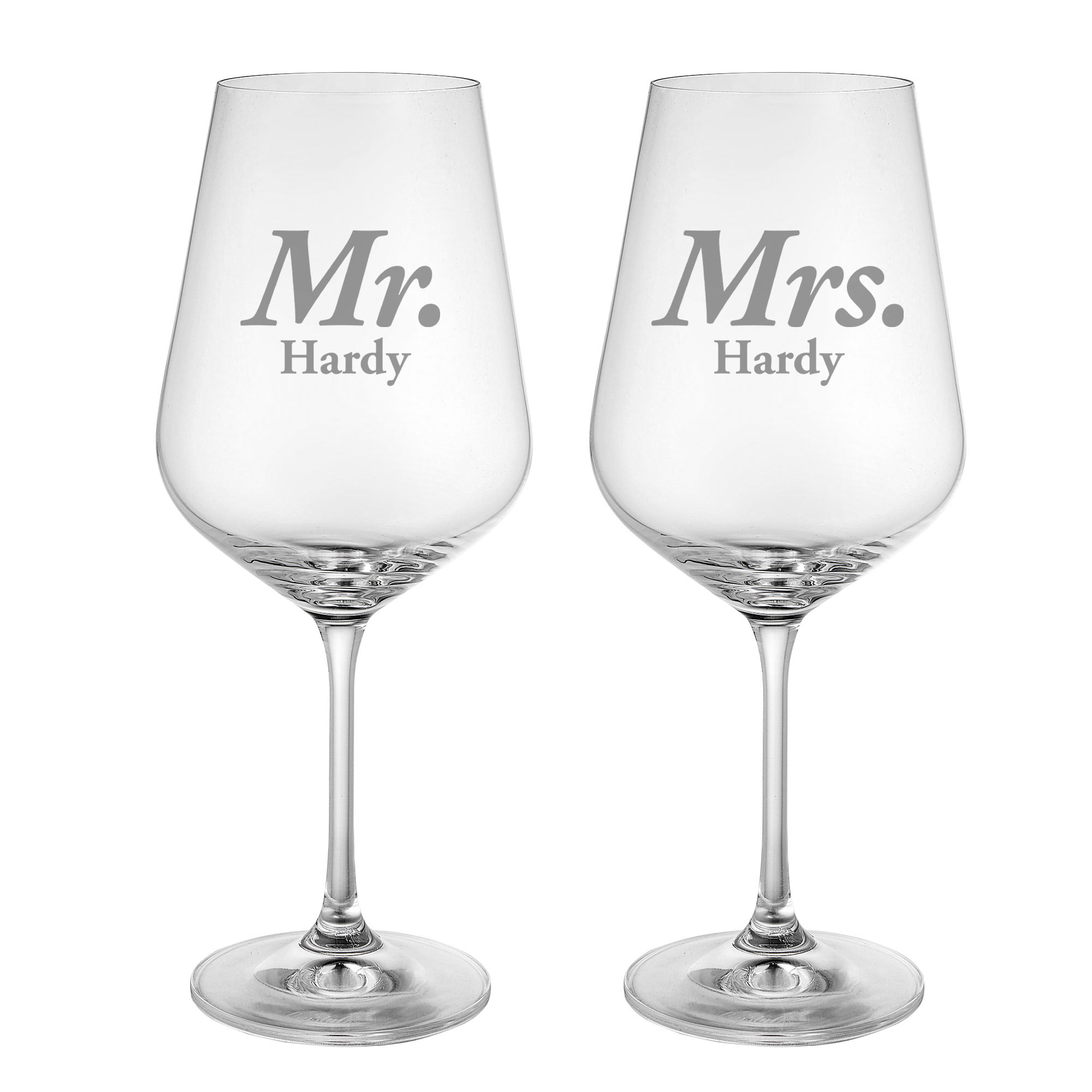 2er Set Weingläser mit Gravur zur Hochzeit - Mr & Mrs - personalisiert