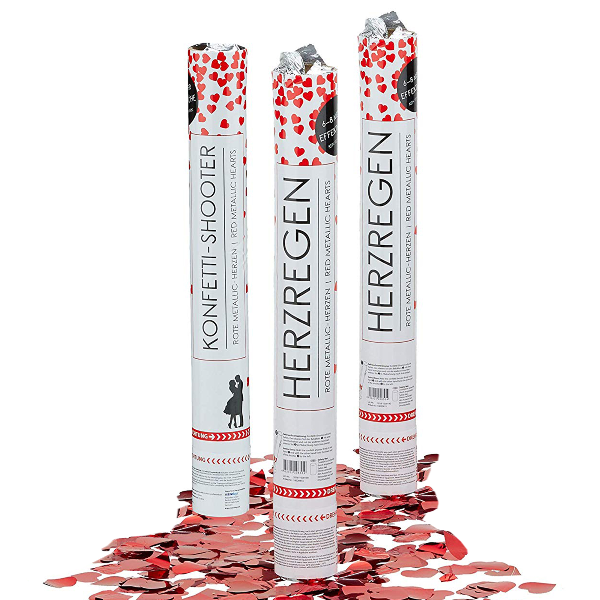 Konfetti Herzen - Party Popper 3er Set