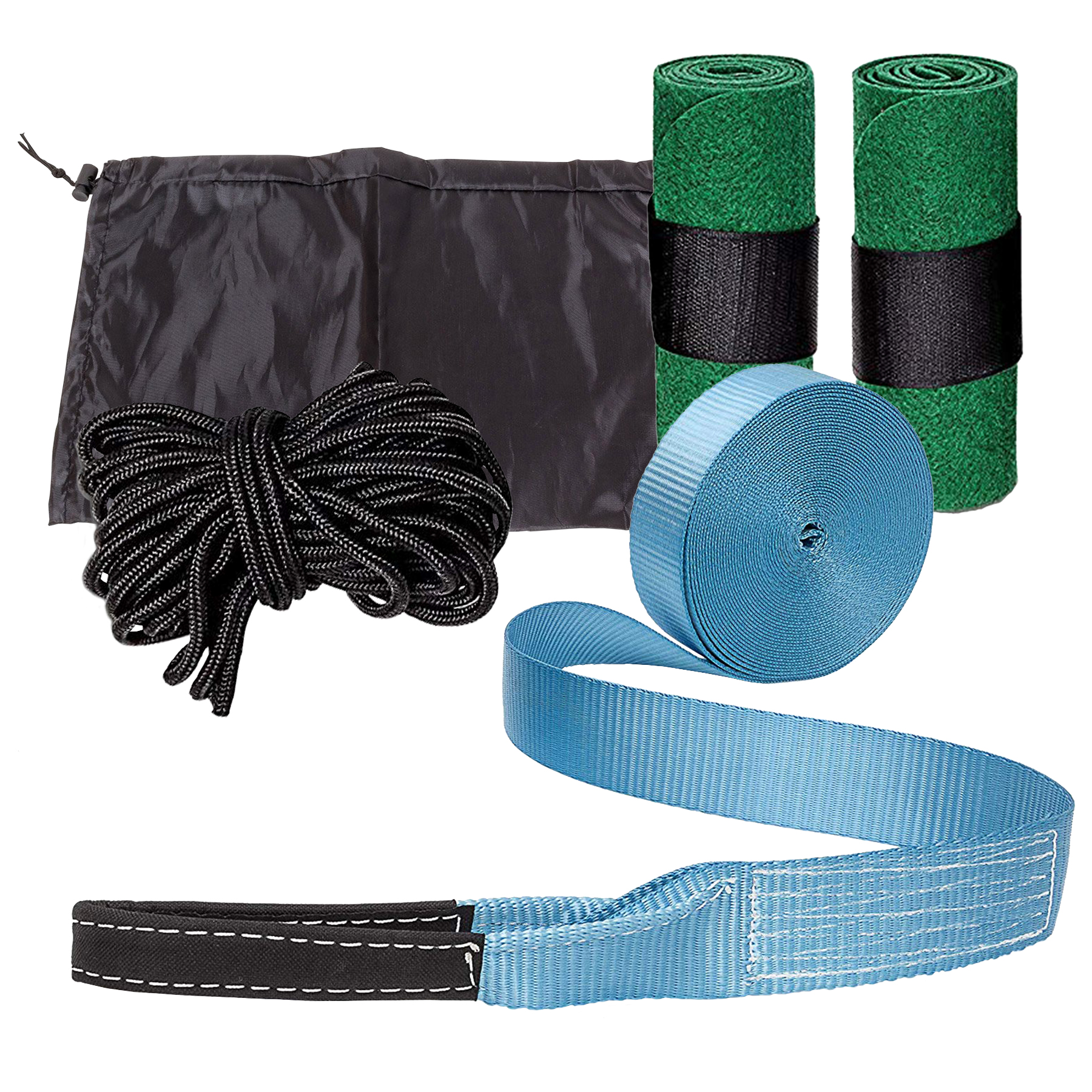 Slackline Outdoor Set mit Baumschutz und Befestigung, Slackline Gestell für Slackliner und Kinder, Set zum Balancierband befestigen