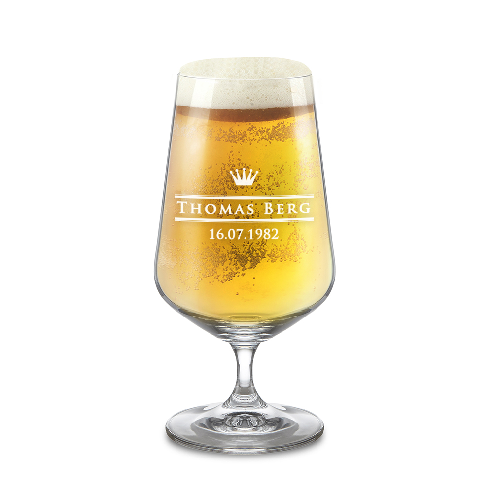 Pilsglas mit Kronen-Gravur - Bierglas Personalisiert
