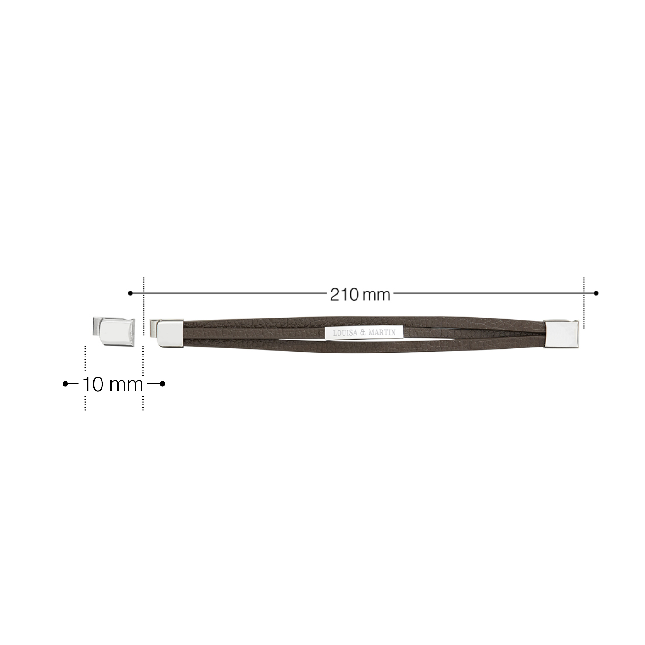 Herrenarmband mit Gravur - braunes Lederarmband mit 2 Namen