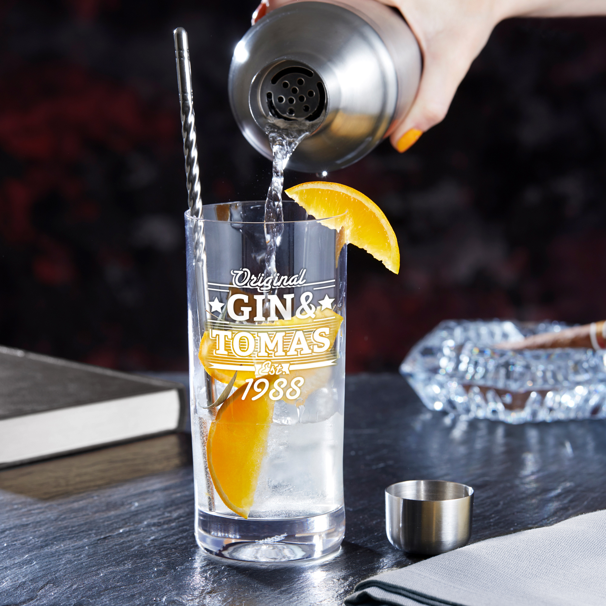 Ginglas mit Gravur - Gin und - Londrinkglas
