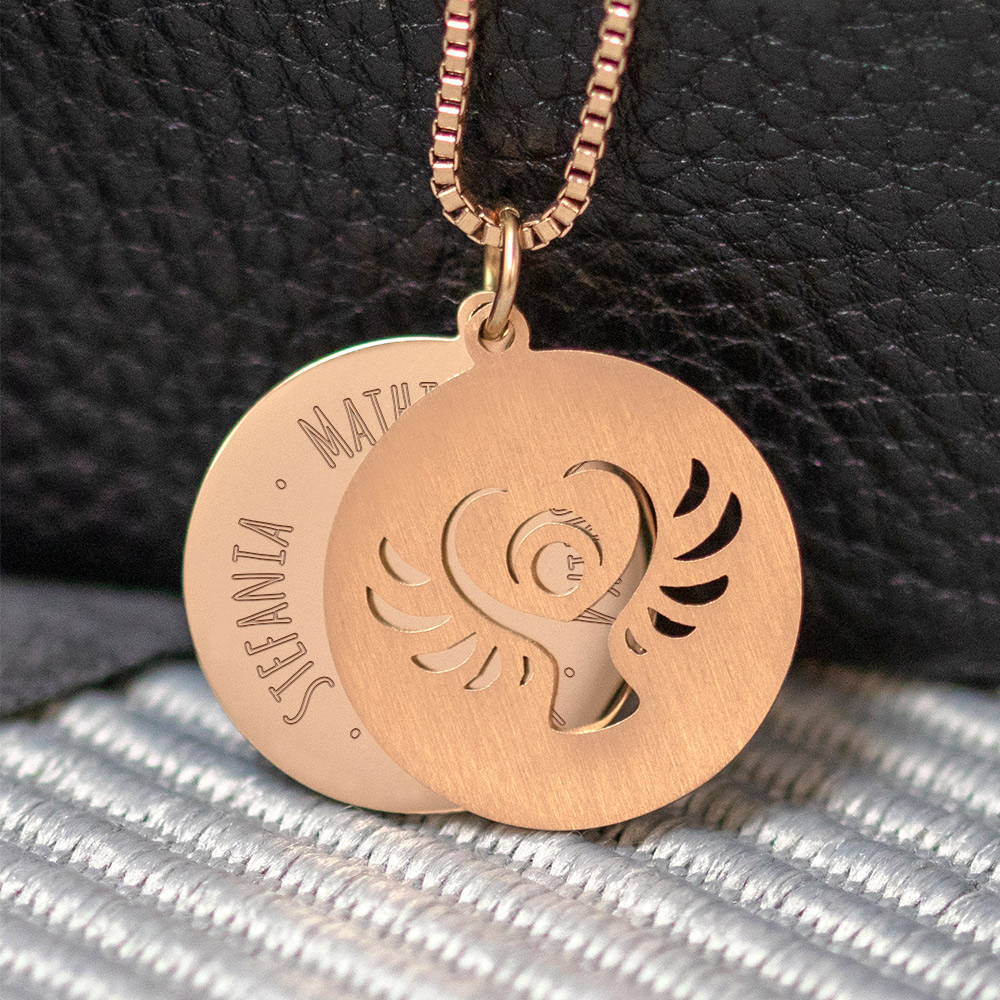 Kette mit Schutzengel Anhänger- Family - Roségold