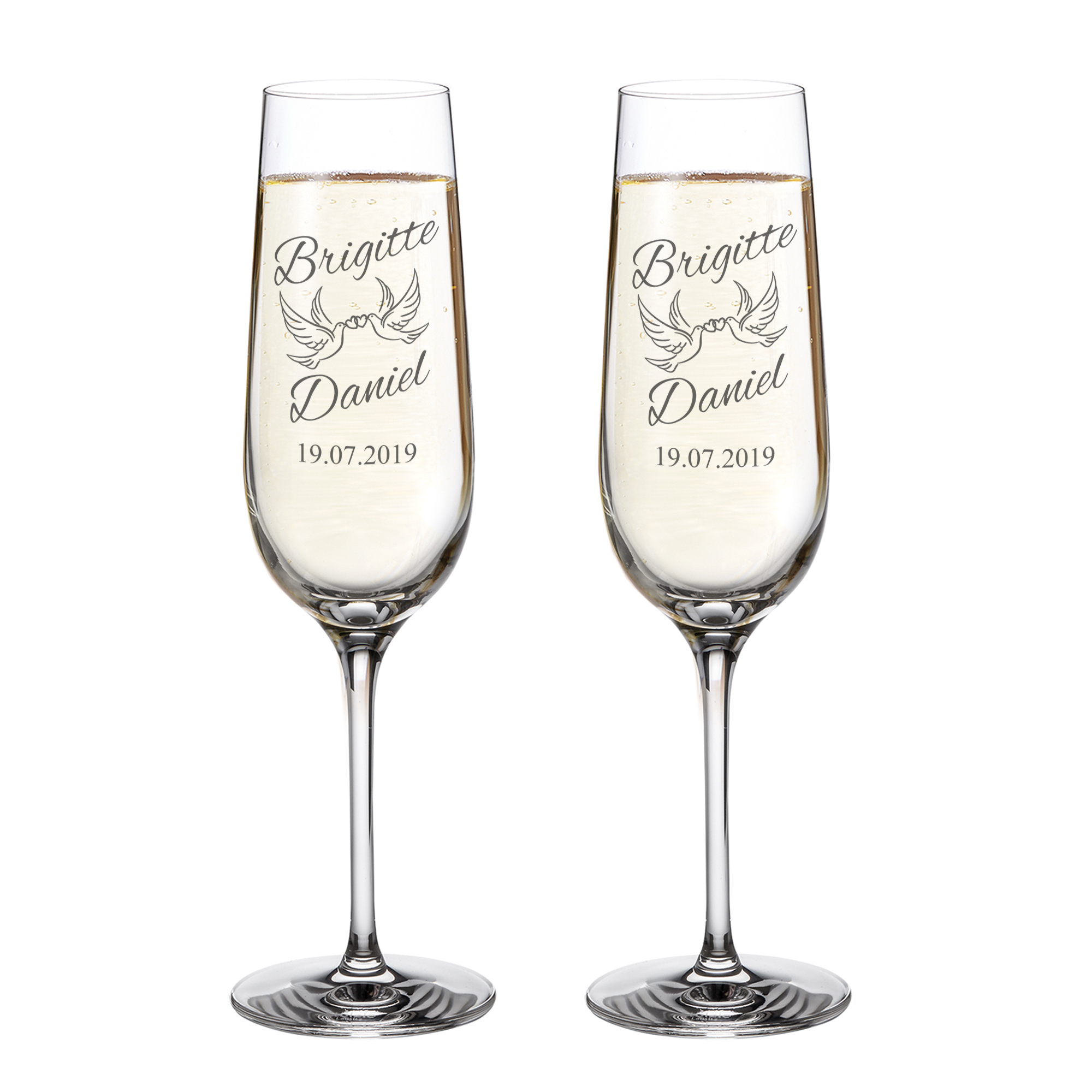 2er Set Sektgläser zur Hochzeit mit Gravur - personalisiert, Braut, Bräutigam, Geschenke für Männer , 2er Set