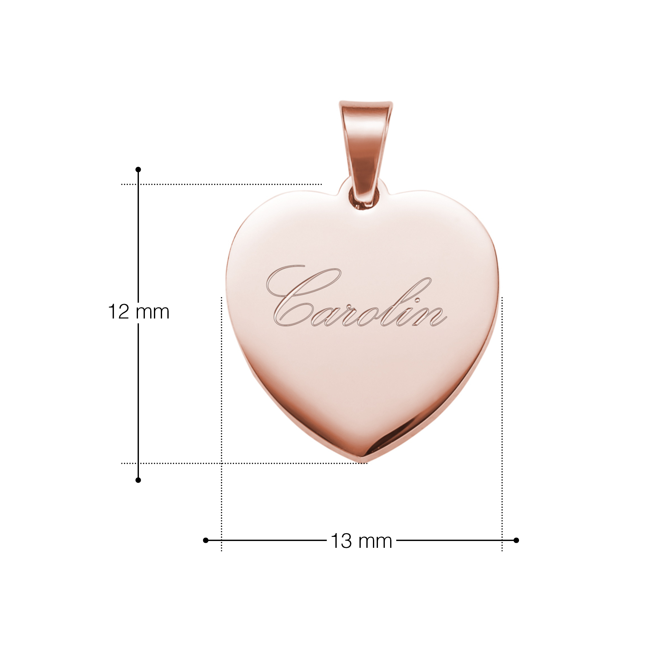 Kette mit Herz-Anhänger - Gravur Name - Roségold