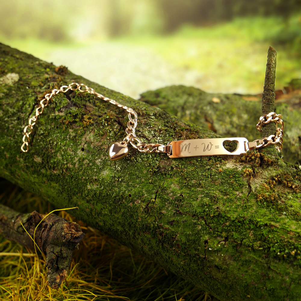 Roségold Armband mit Herzstanze - Initialen Gravur
