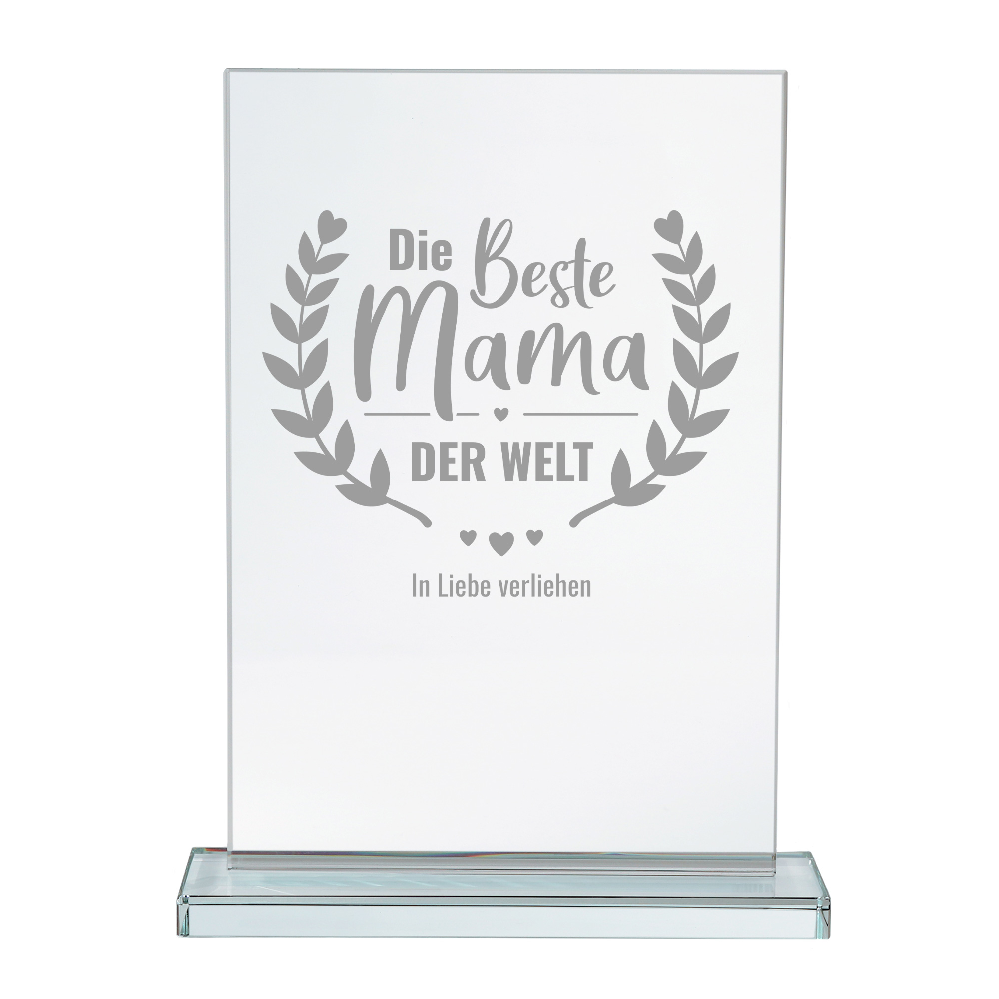 Gravierte Pokal Auszeichnung für Mama, Pokal aus Glas mit Gravur, Glastrophäe mit Sockel als Dekoration, Glas Pokal als Muttertagsgeschenk