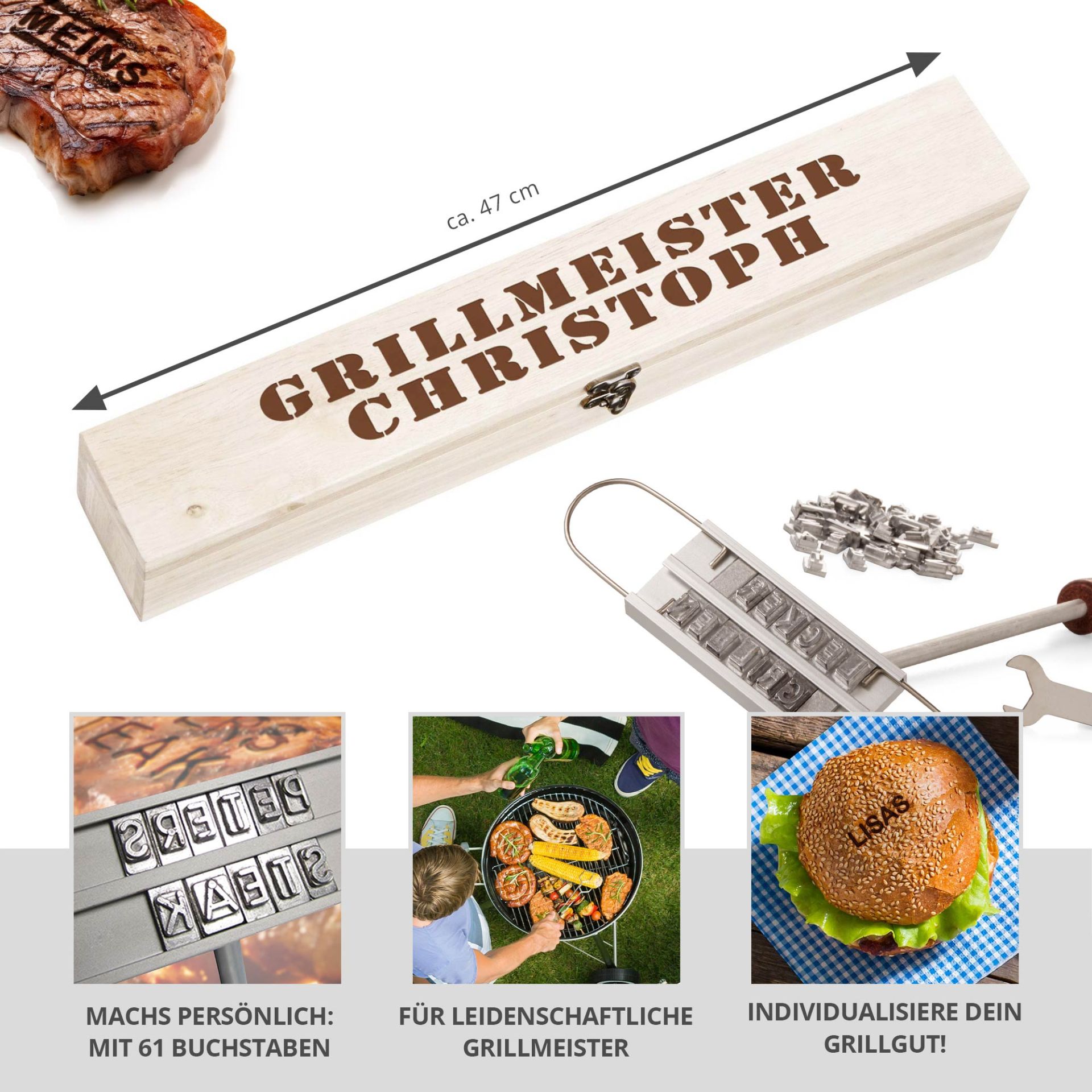 Grillbrandeisen mit Gravur