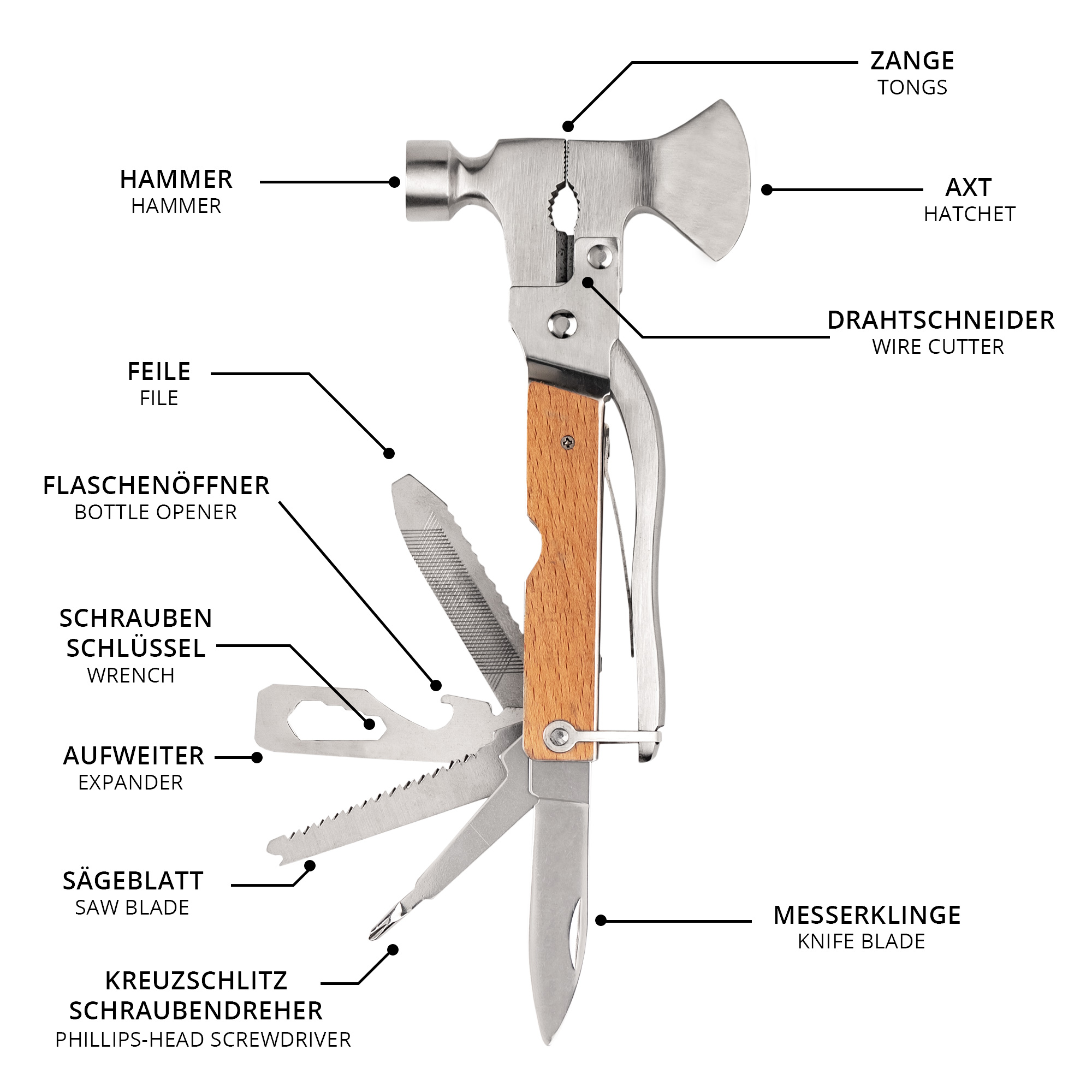Axt Multifunktionswerkzeug - 11in1 Multitool