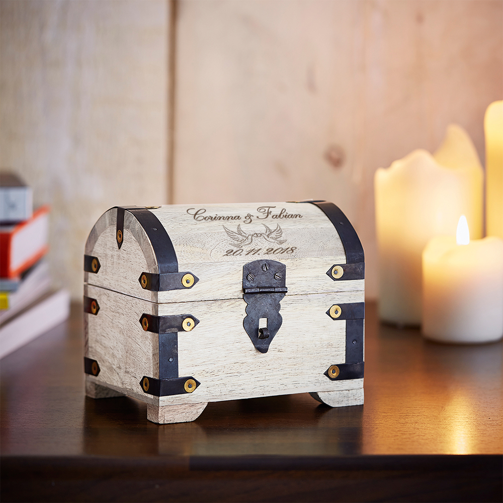 Schatztruhe - Groß - Weiß - Hochzeit - Personalisiert