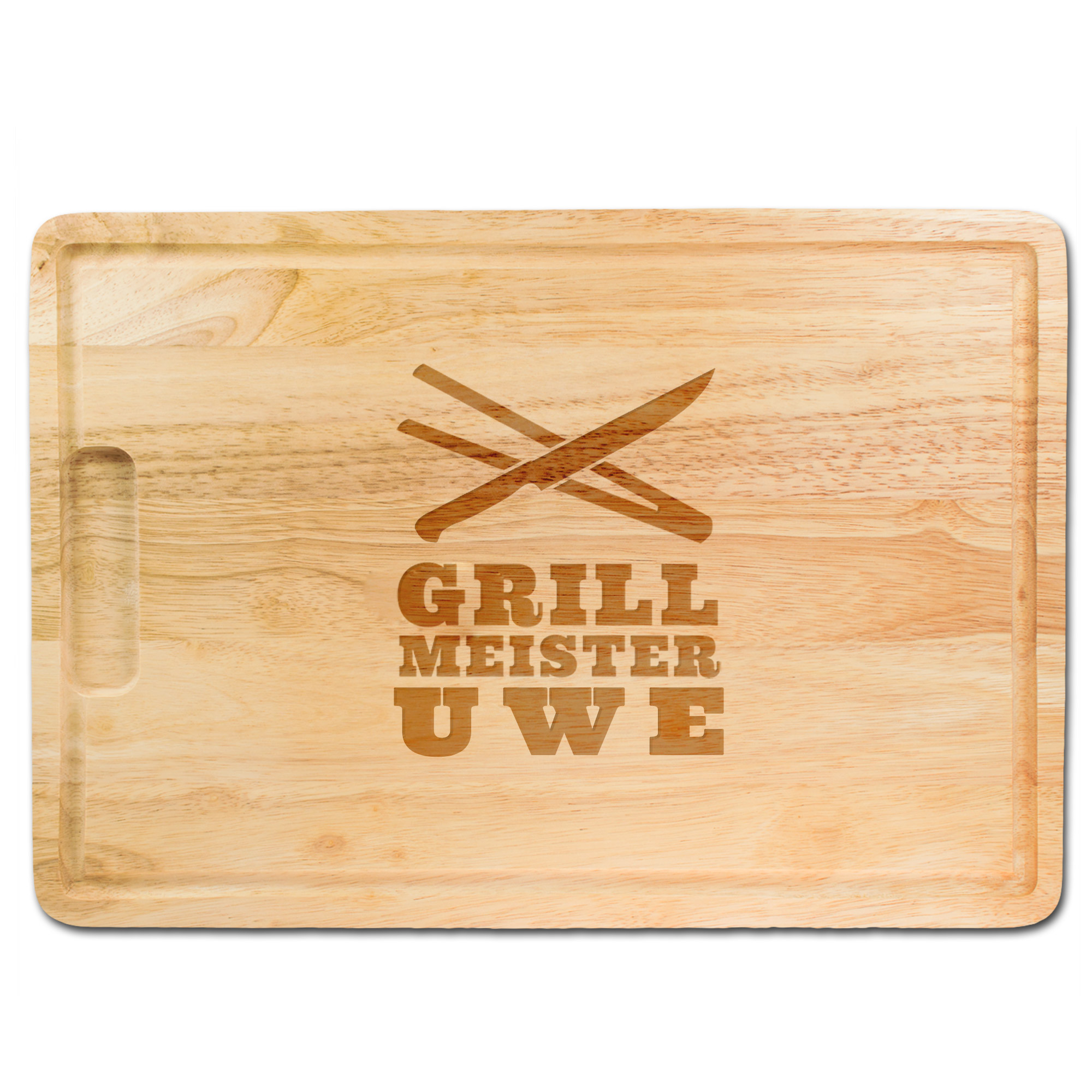 Schneidebrett mit Gravur Grillmeister - Personalisiert mit Namen