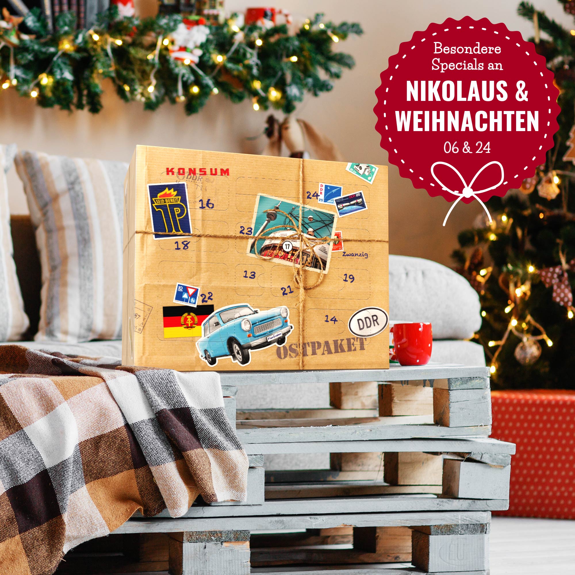 Adventskalender mit DDR Süßigkeiten - Ostpaket 5