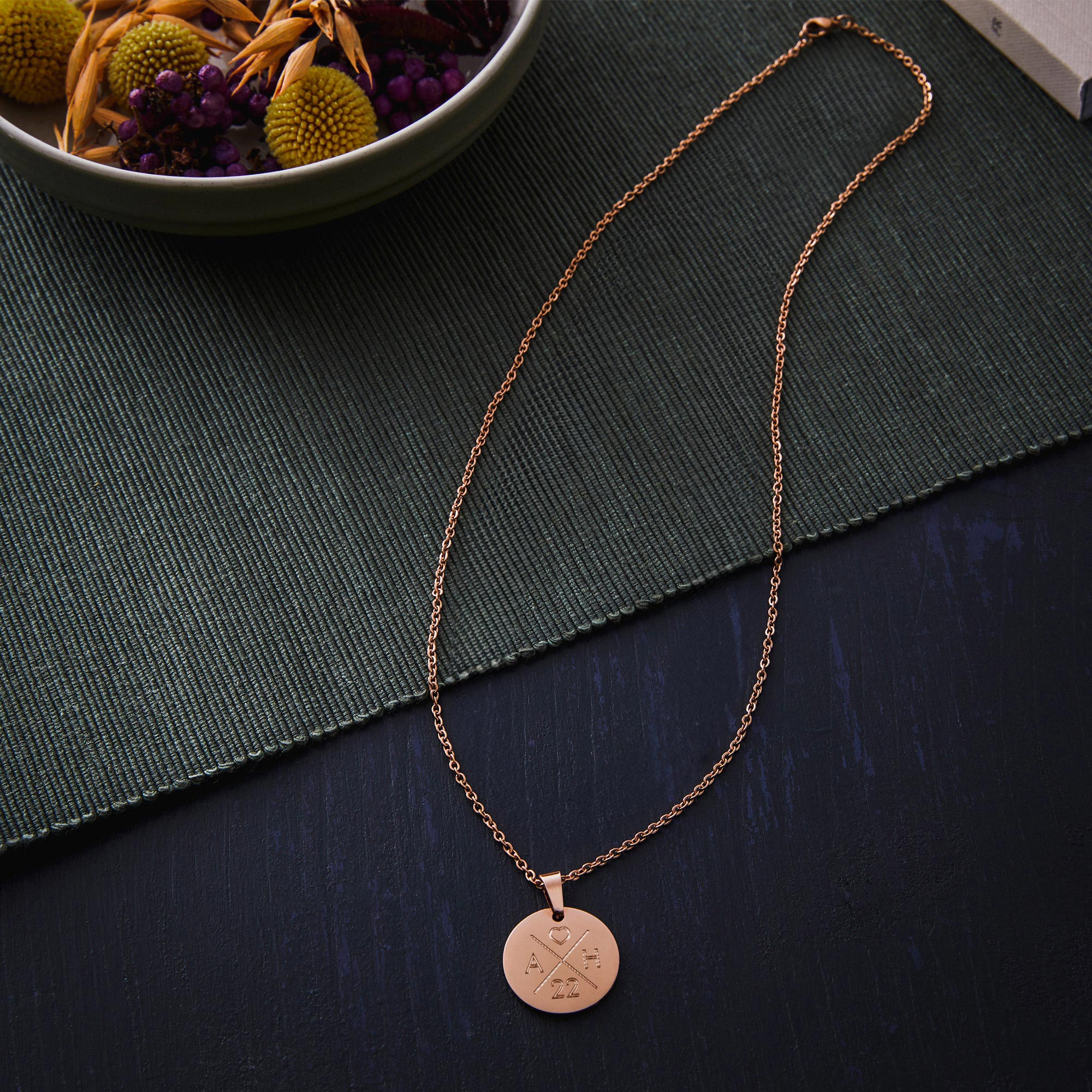 Kette mit Liebesinitialen Anhänger - Roségold