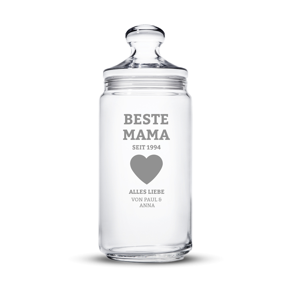 Keksglas mit Gravur für die Beste Mama - personalisiert
