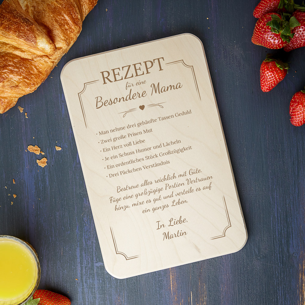 Frühstücksbrett - Rezept Mama - Personalisiert