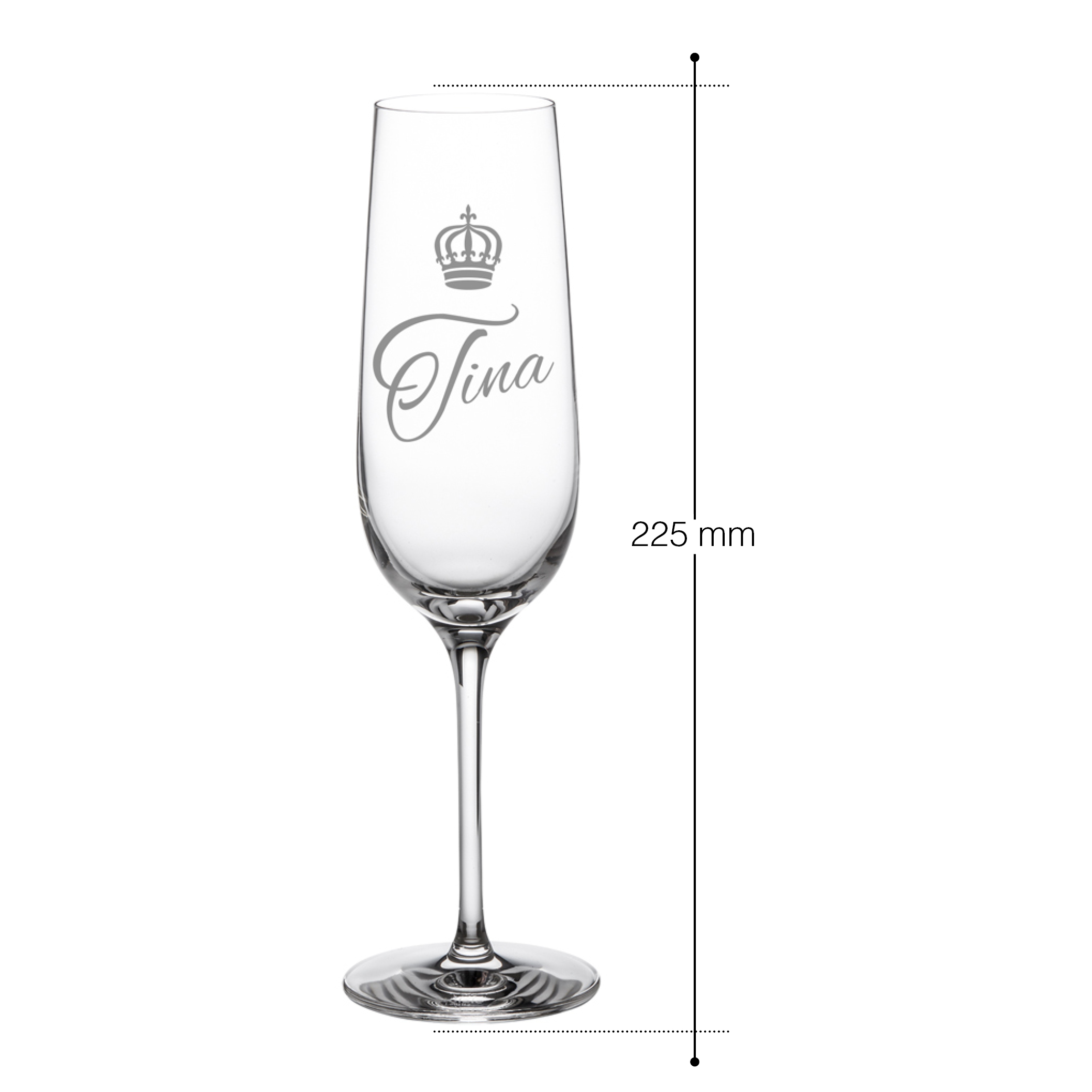 Sektglas mit individueller Gravur - Krone