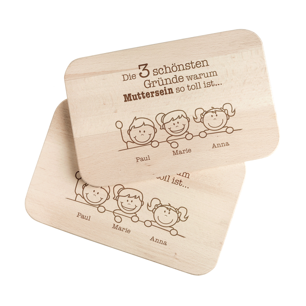 Frühstücksbrett - 2er Set - Gute Gründe Mama & Papa - Personalisiert