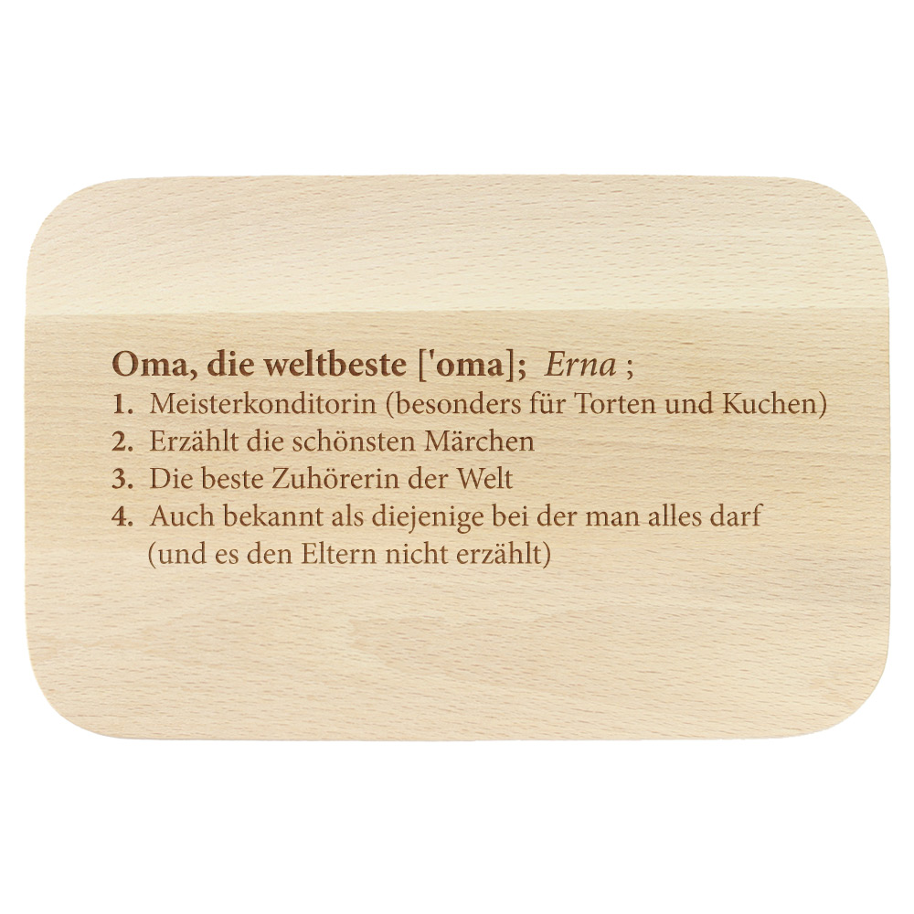 Frühstücksbrett mit Gravur - Definition Oma - personalisiert