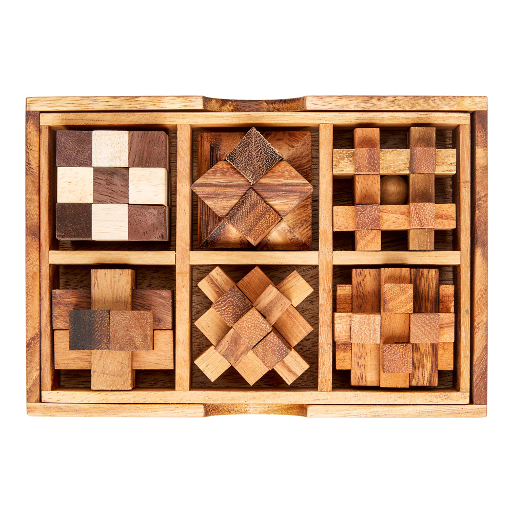 6er Set Knobelspiele in Holzbox 2