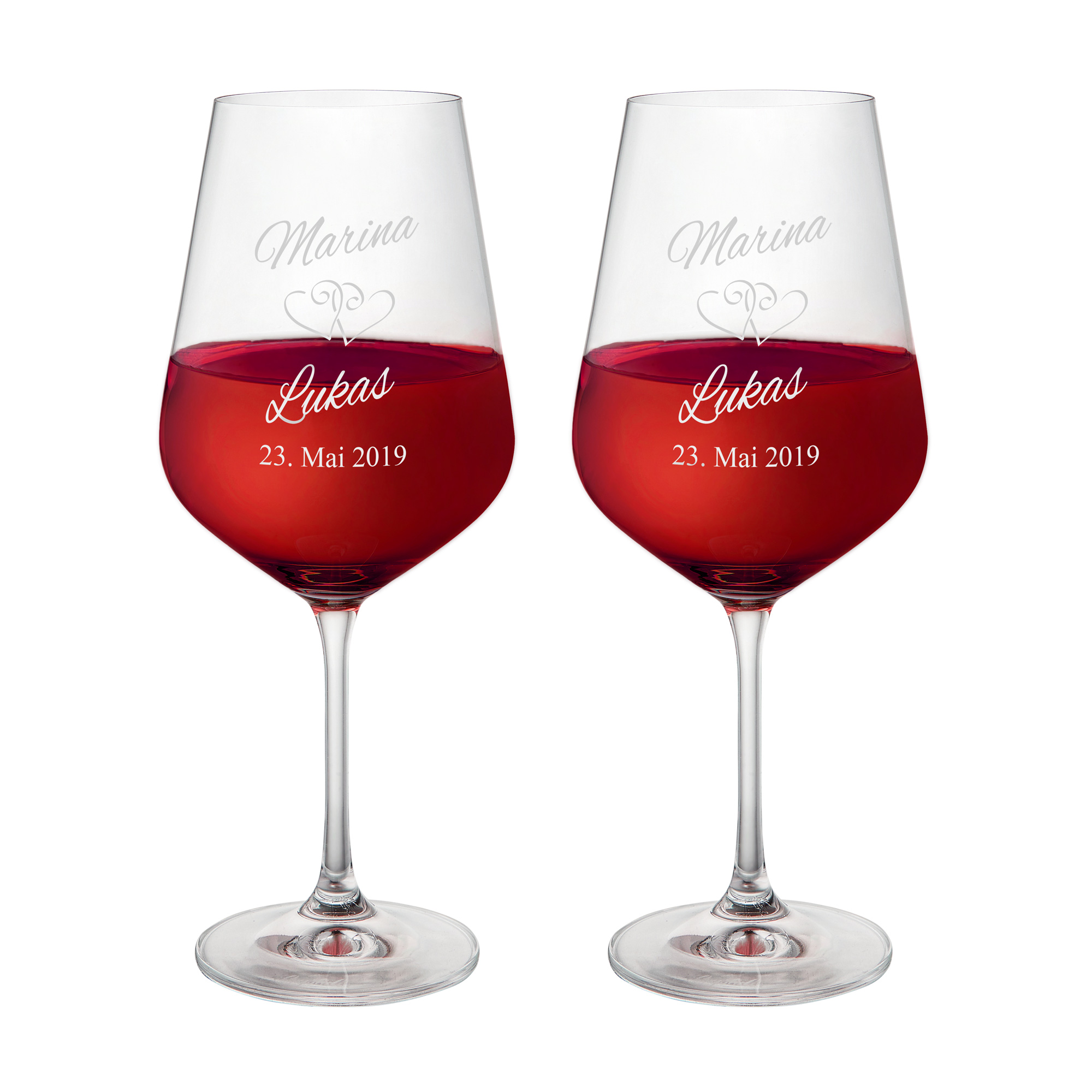 2er Set - Weinglas mit Gravur zur Hochzeit - Personalisiert