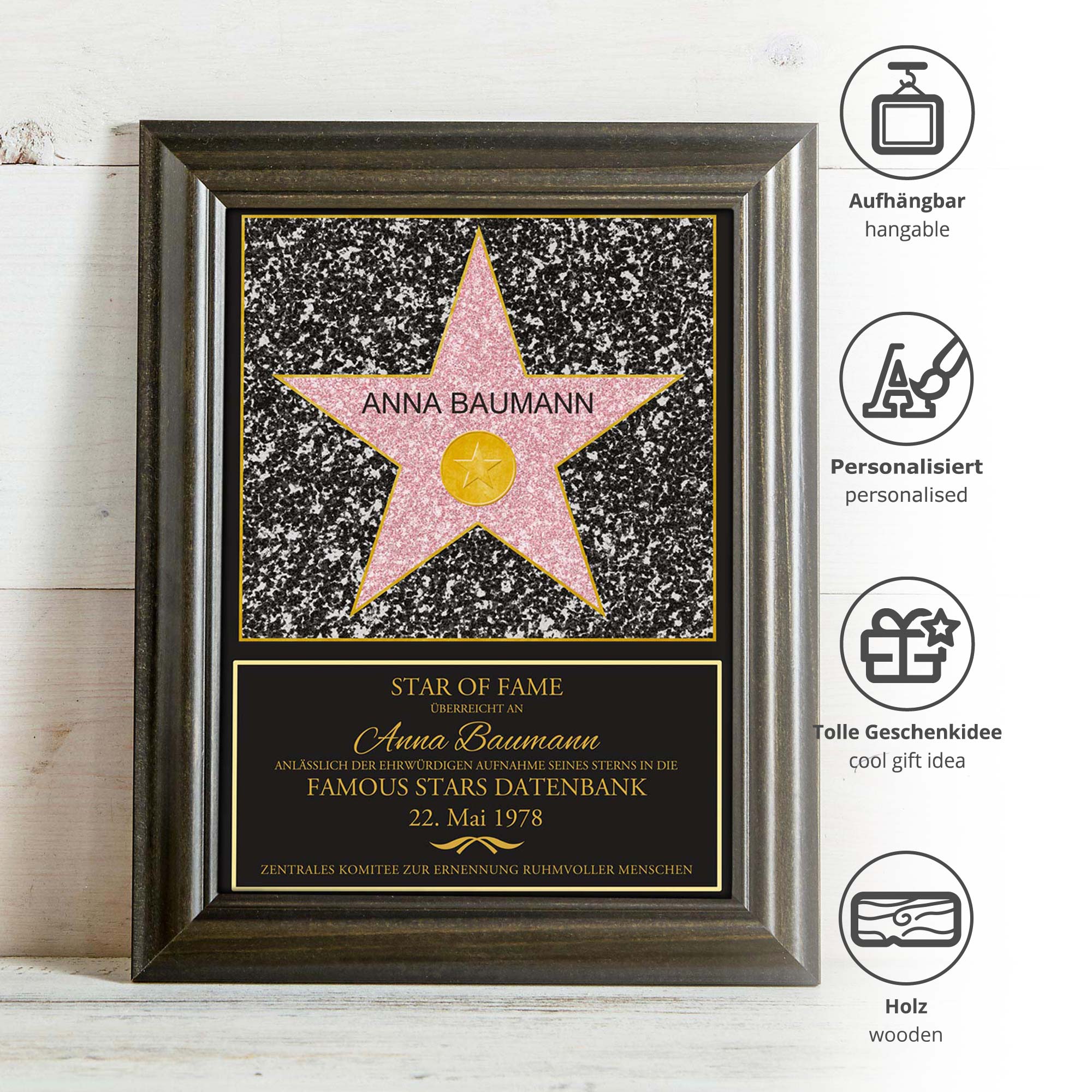 Personalisiertes Bild mit kleinem Rahmen - Star of Fame