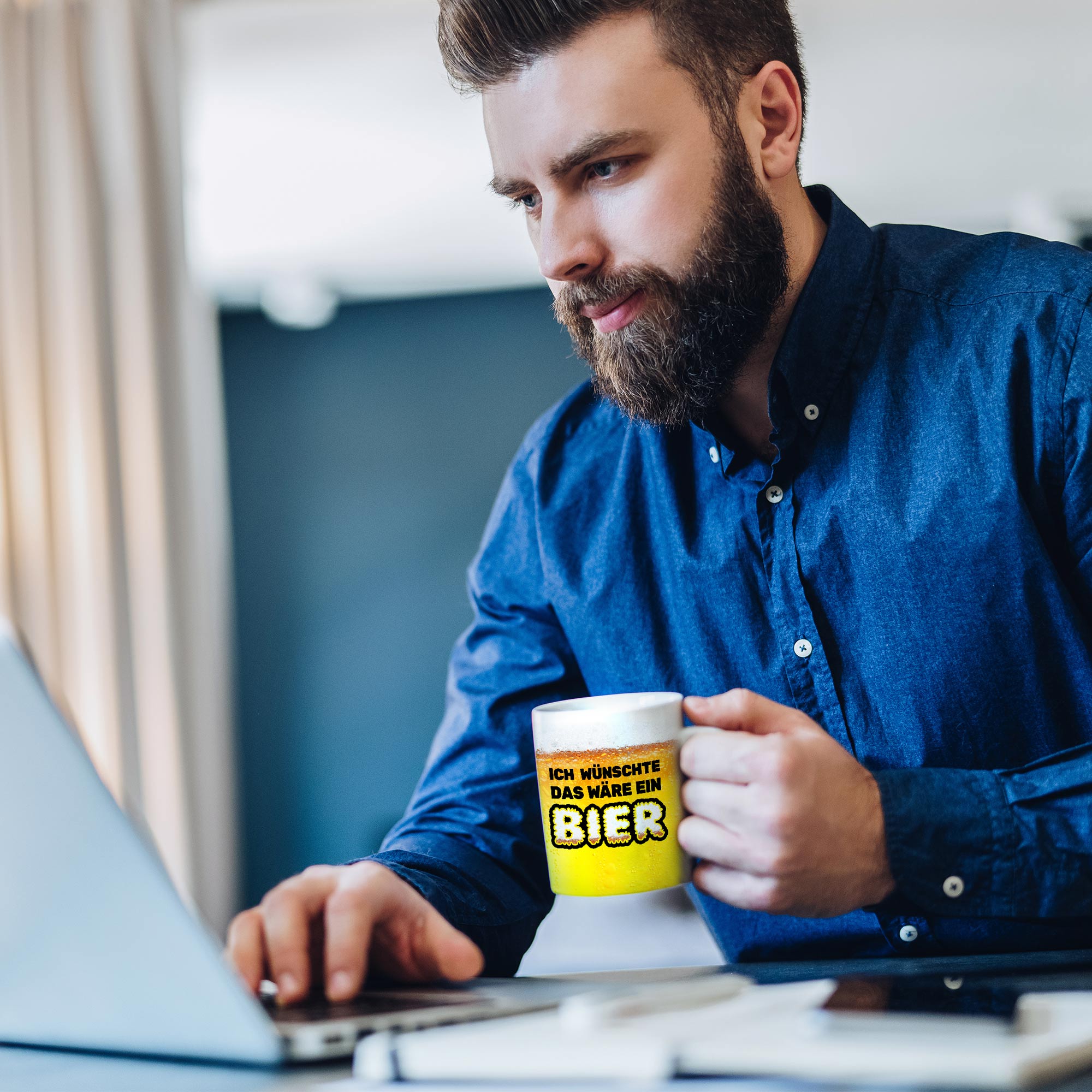 Tasse mit Spruch - Bier Kaffeebecher