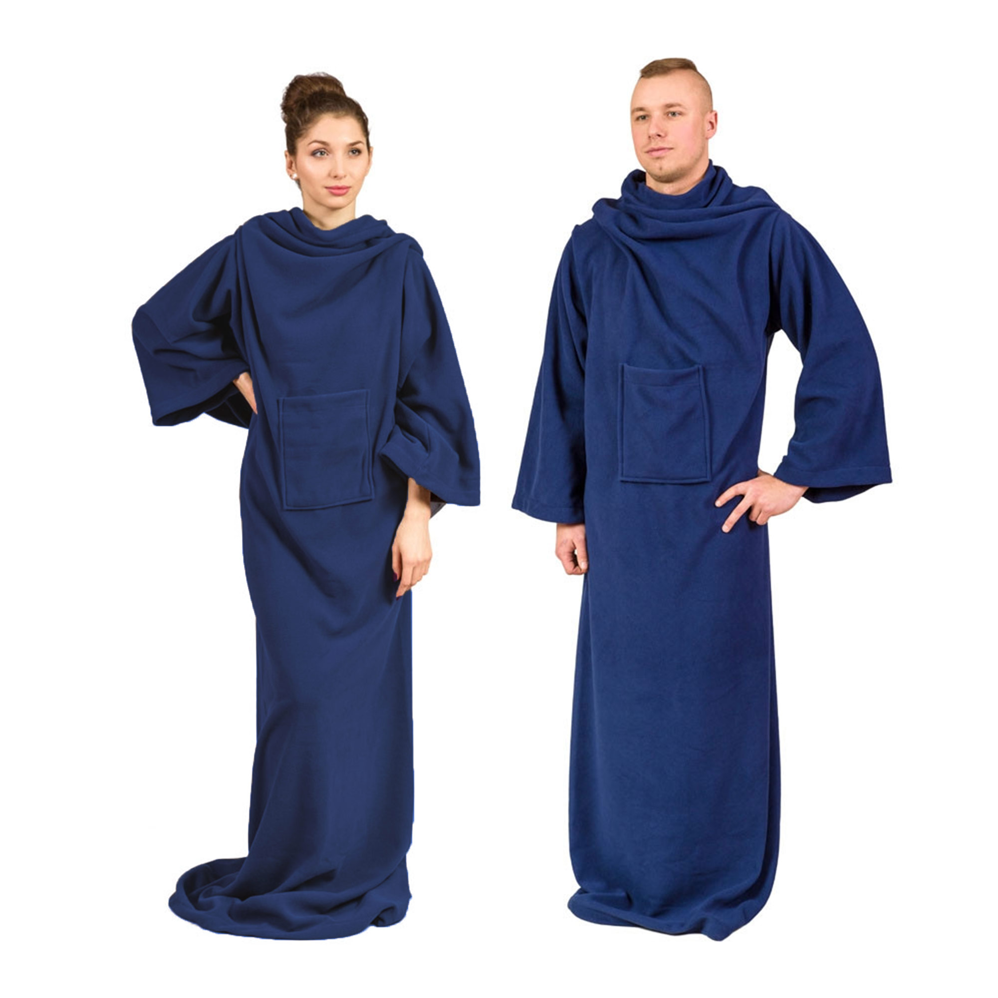 Weiche Kuscheldecke mit Ärmeln - Blau