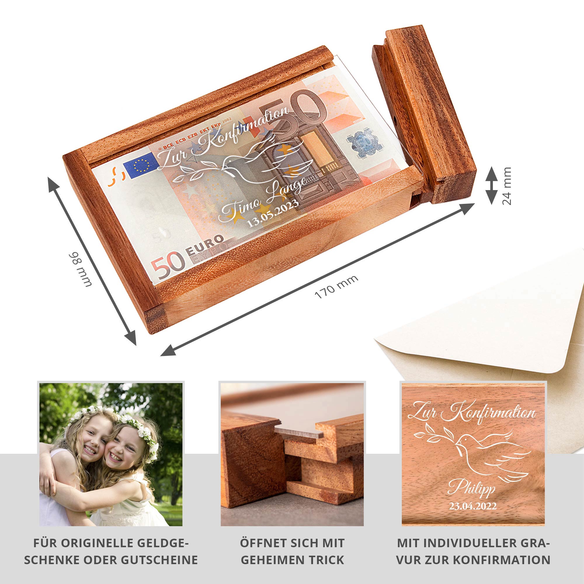Magische Geldgeschenkbox zur Konfirmation - Personalisiert