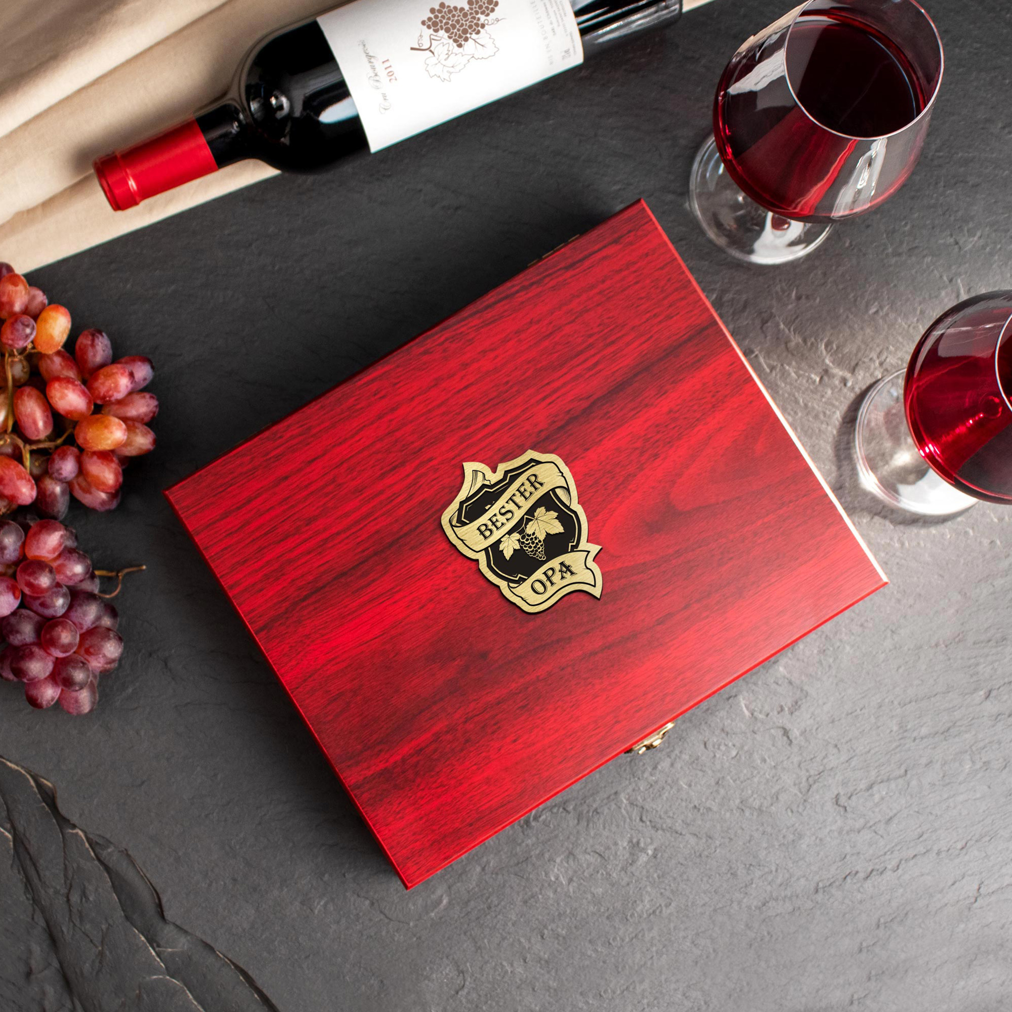 Weinsommelier Geschenkset mit Gravur - Bester Opa 6