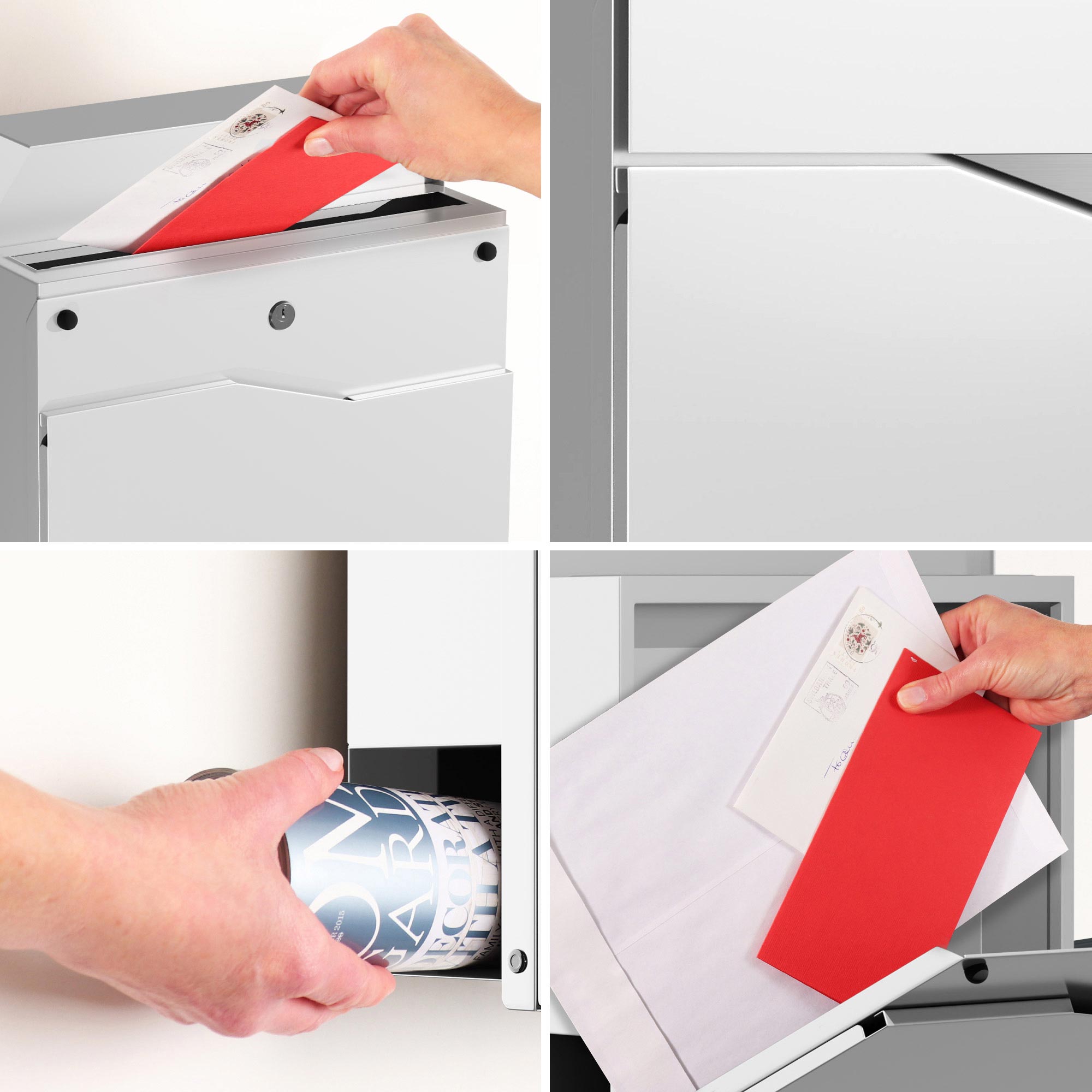 Briefkasten mit Zeitungsfach - Weiße Postbox