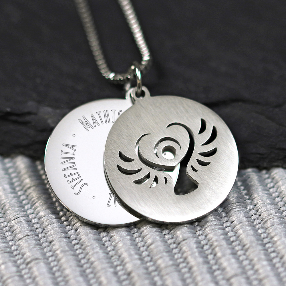 Kette mit Schutzengel Anhänger- Family - Silber