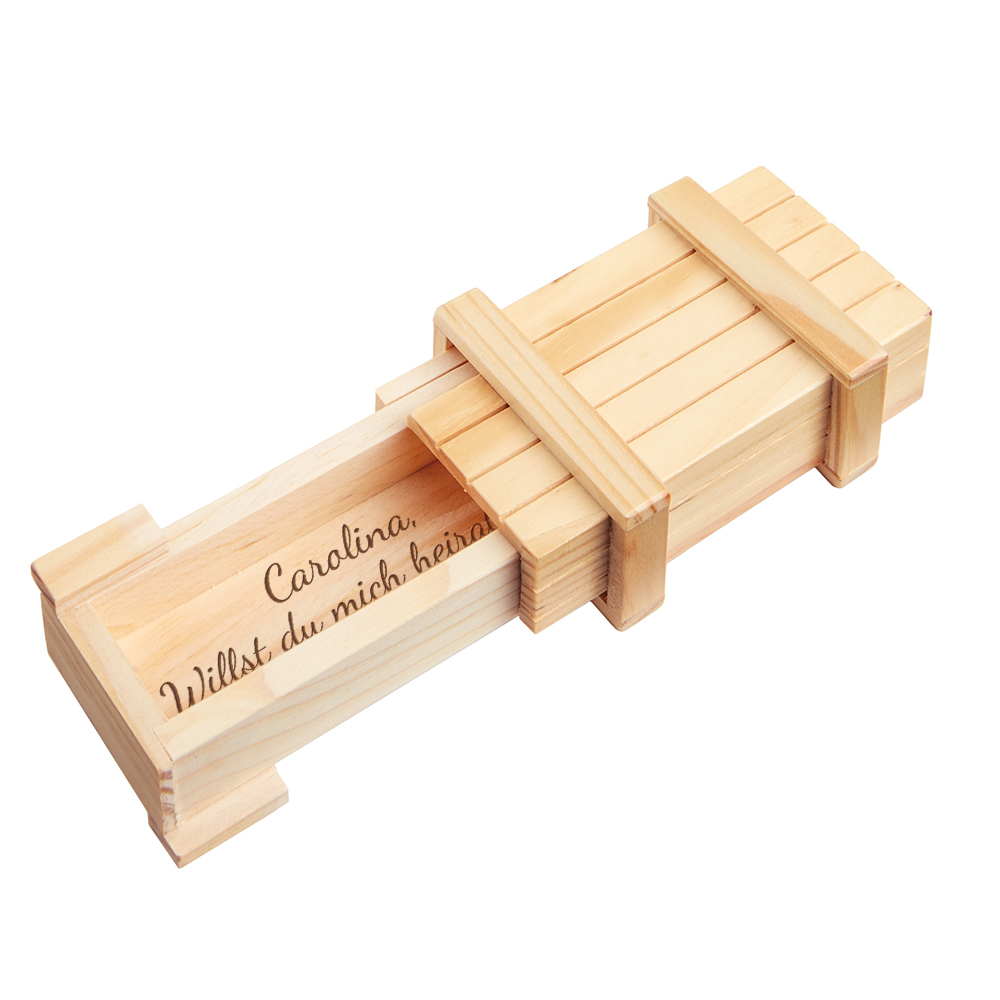 Magische Geschenkbox mit Gravur - Heiratsantrag - helles Holz