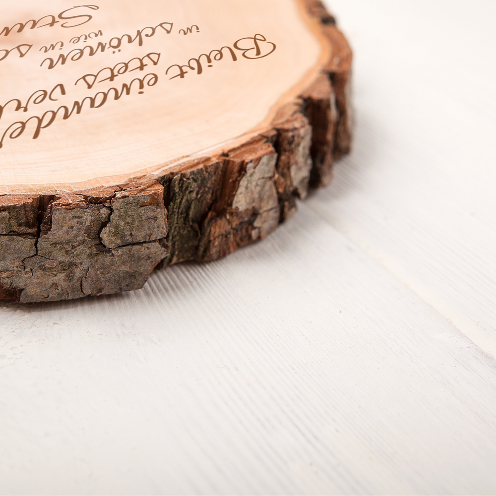 Baumscheibe mit Spruch zur Hochzeit, Baumscheibe mit Gravur, Hochzeitsgeschenke, Geschenke für junge Erwachsene, Geschenkidee zur Hochzeit