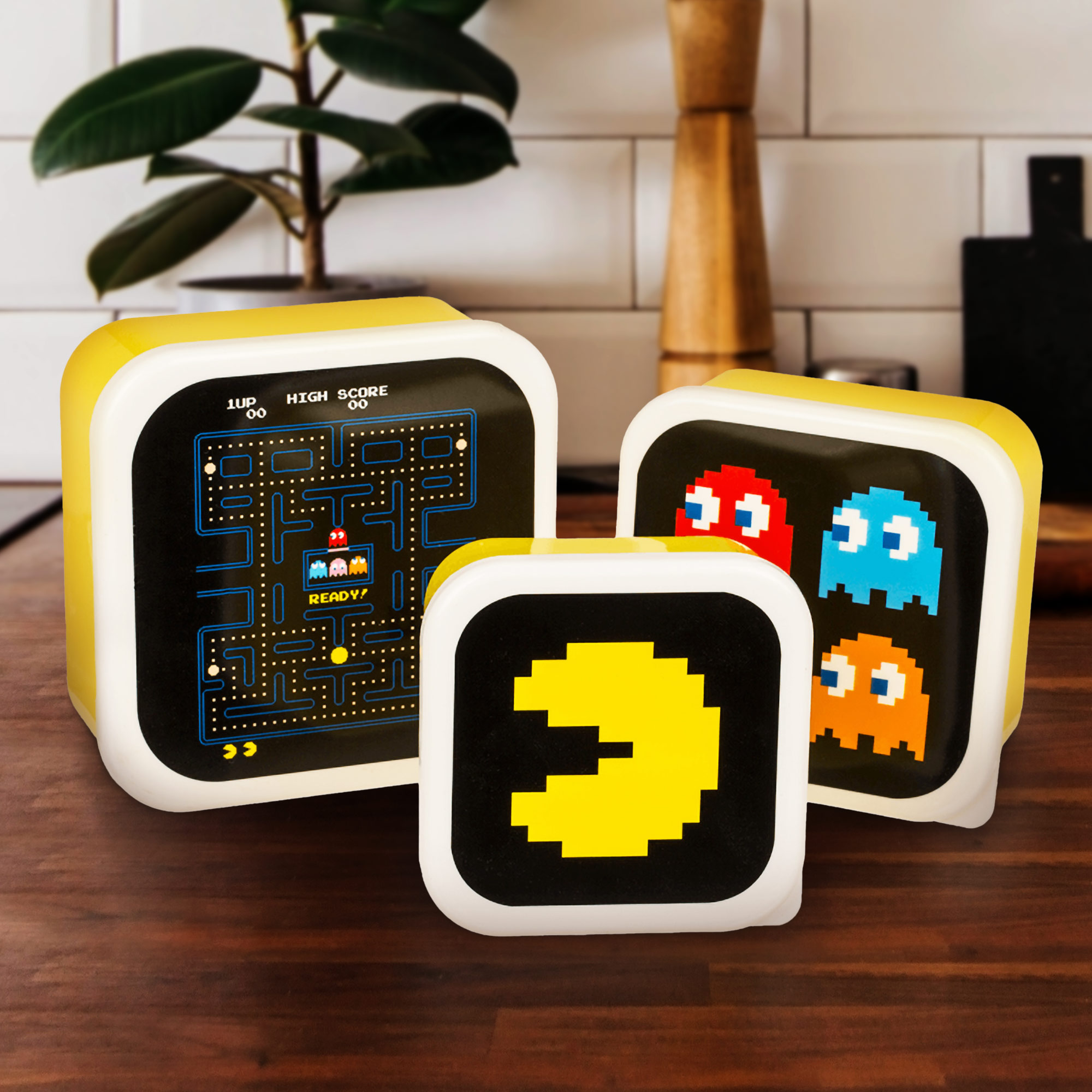 Pac Man Frühstücksdose, Brotbox mit Deckel, Brot Box Set, Brotdose für Kinder zur Einschulung, Butterbrotdose als Geschenk zum Schulanfang