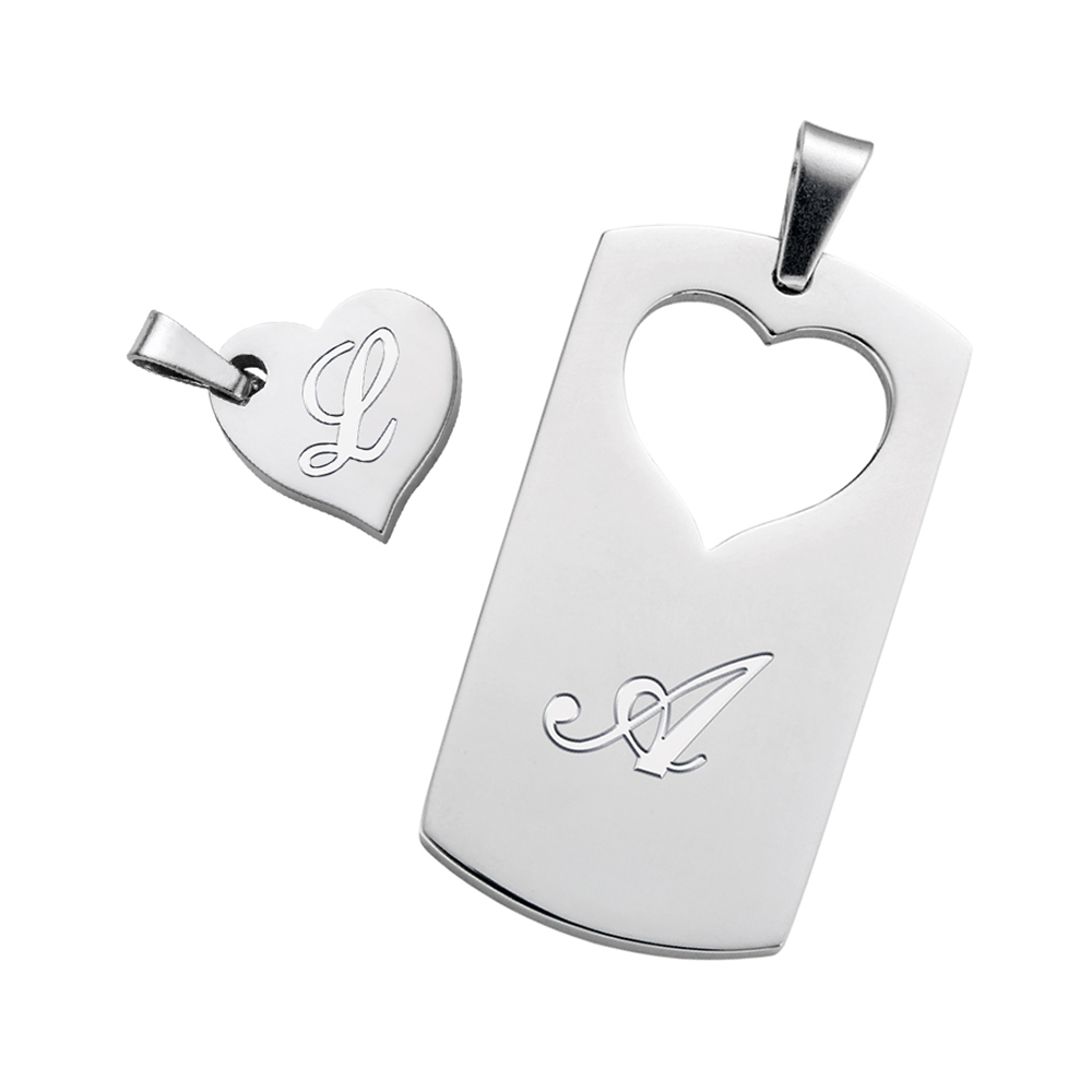 Kette mit Initialen - Partnerschmuck - Farbe Silber