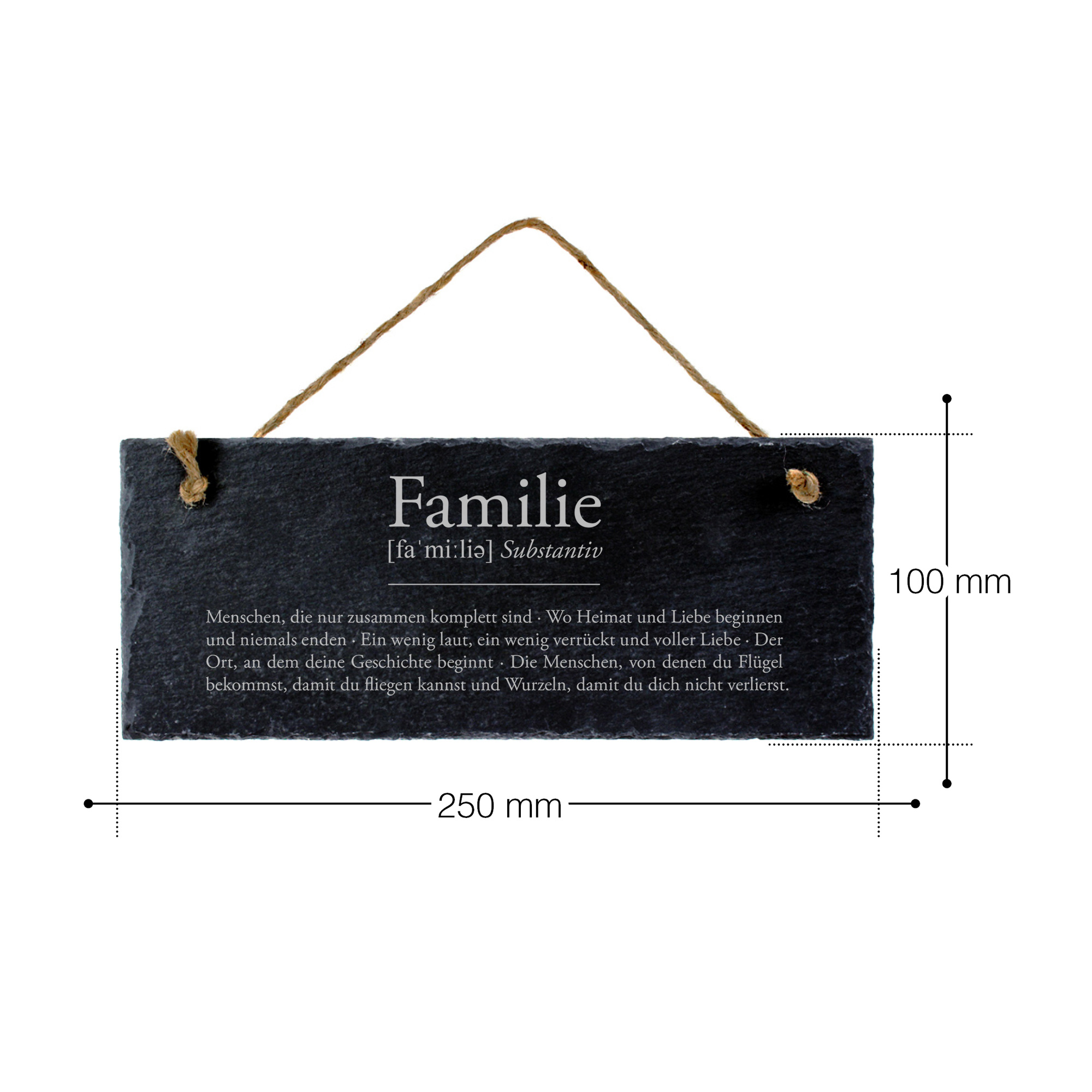 Schiefertafel mit Gravur - Definition Familie