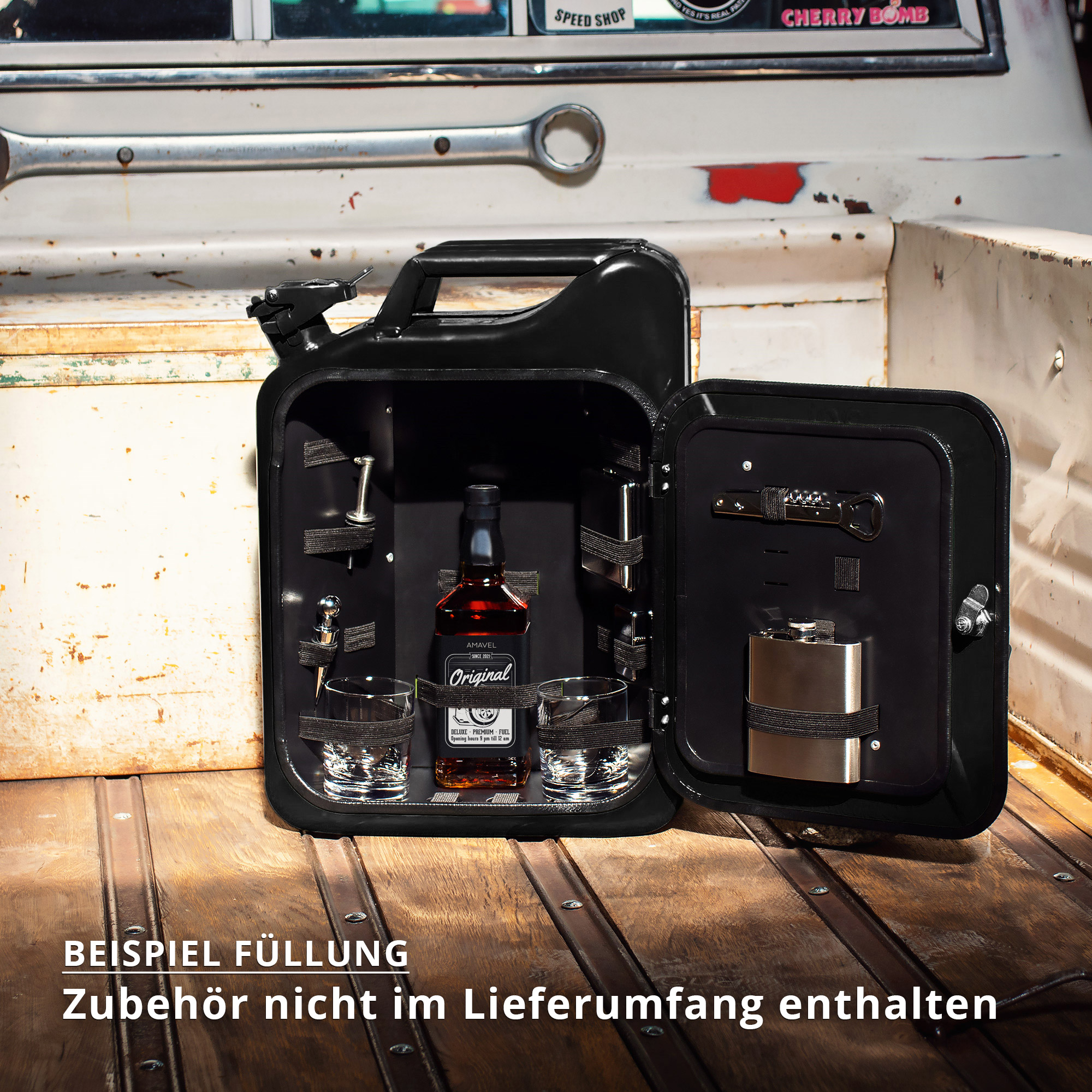 Mobile Mini Bar - Kanister Barschrank schwarz
