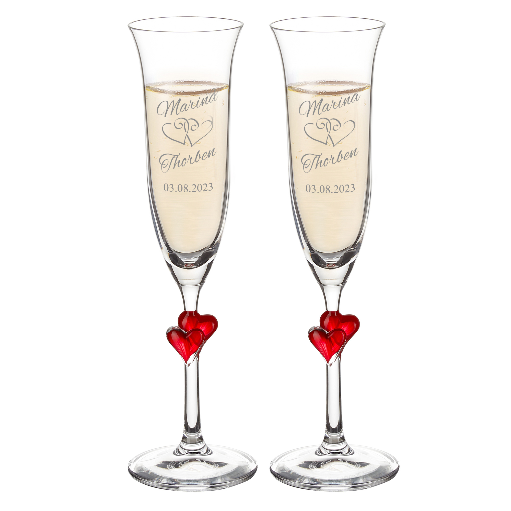 Sektgläser mit Herzen im Stiel zur Hochzeit, Sektgläser mit Herzen im Stiel zur Hochzeit, Sektgläser mit gravur, Geschenke für junge Erwachsene, s