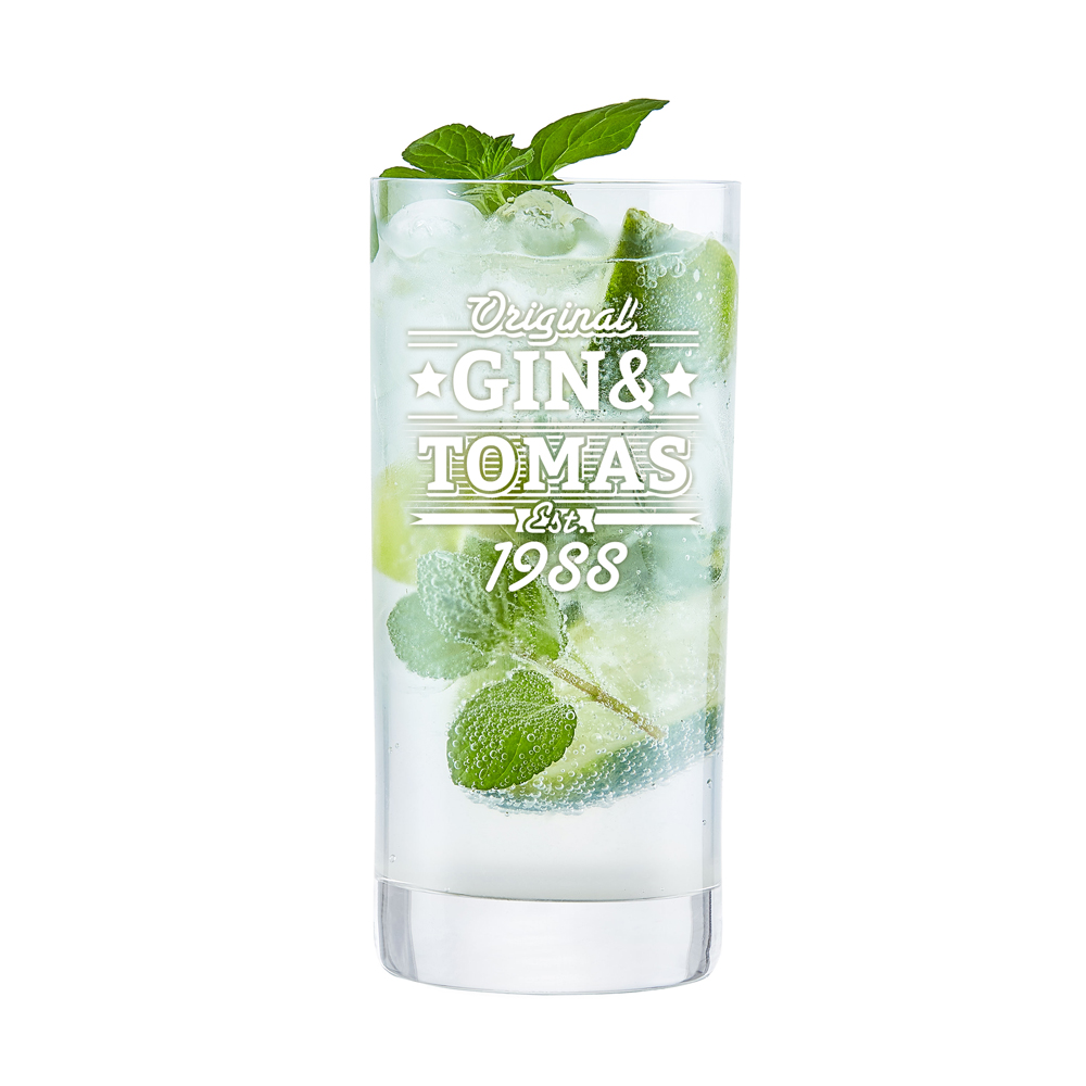 Ginglas mit Gravur - Gin und - Londrinkglas
